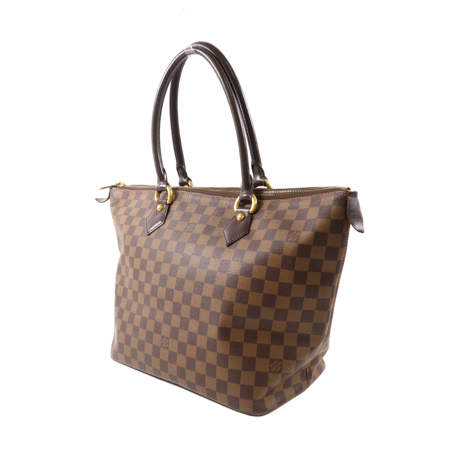 LOUIS VUITTON Damier Saleya MM金扣肩背袋棕色