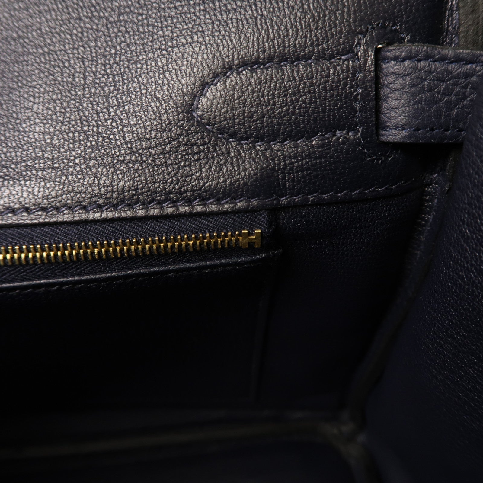 HERMES Clemence皮革Birkin 30金扣手挽袋Bleu Nuit午夜藍色