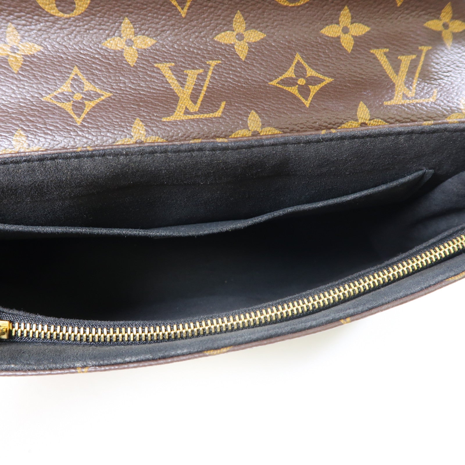 LOUIS VUITTON Monogram Saint Placide金扣鏈帶肩背袋啡色/黑色