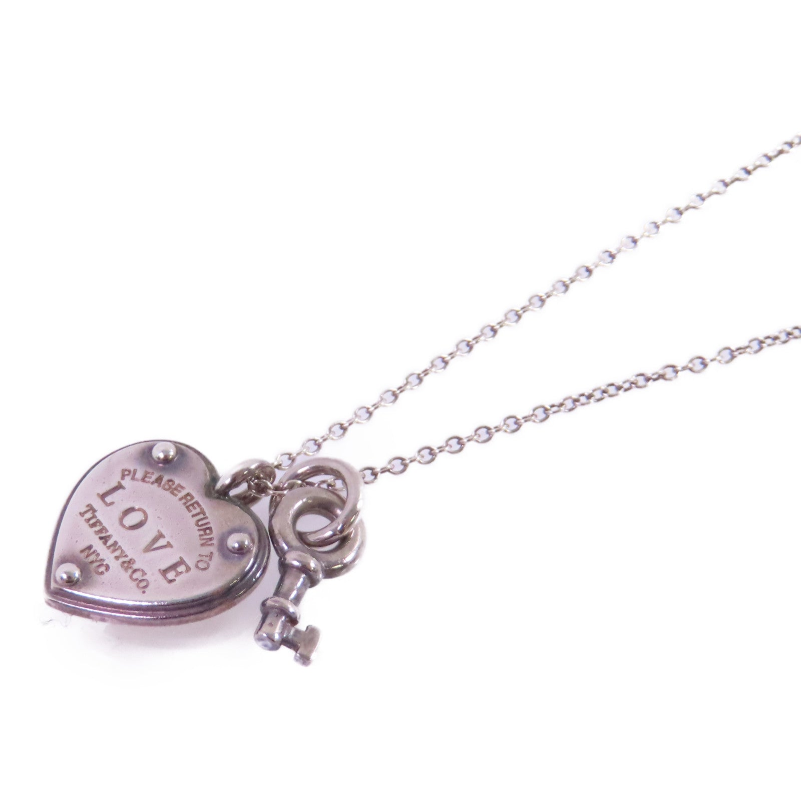 TIFFANY＆CO 925純銀Heart rock and key Necklace項鏈