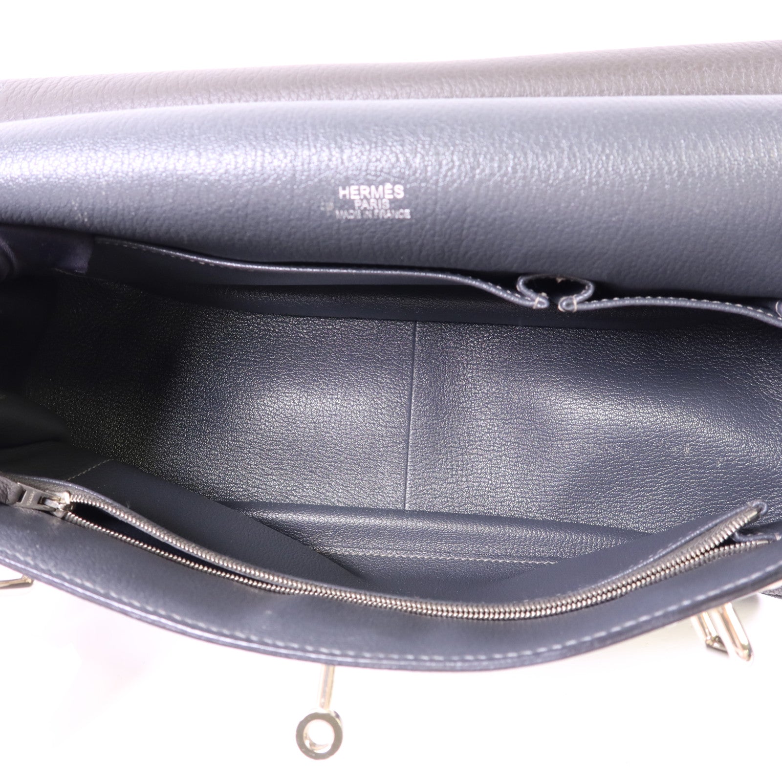 HERMES Clemence皮革Jypesiere 34銀扣肩背袋Etain