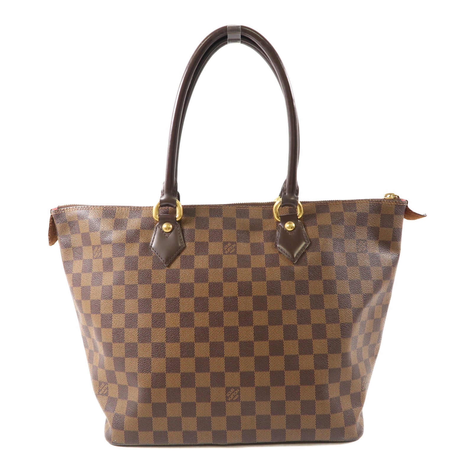 LOUIS VUITTON Damier Saleya MM金扣肩背袋棕色