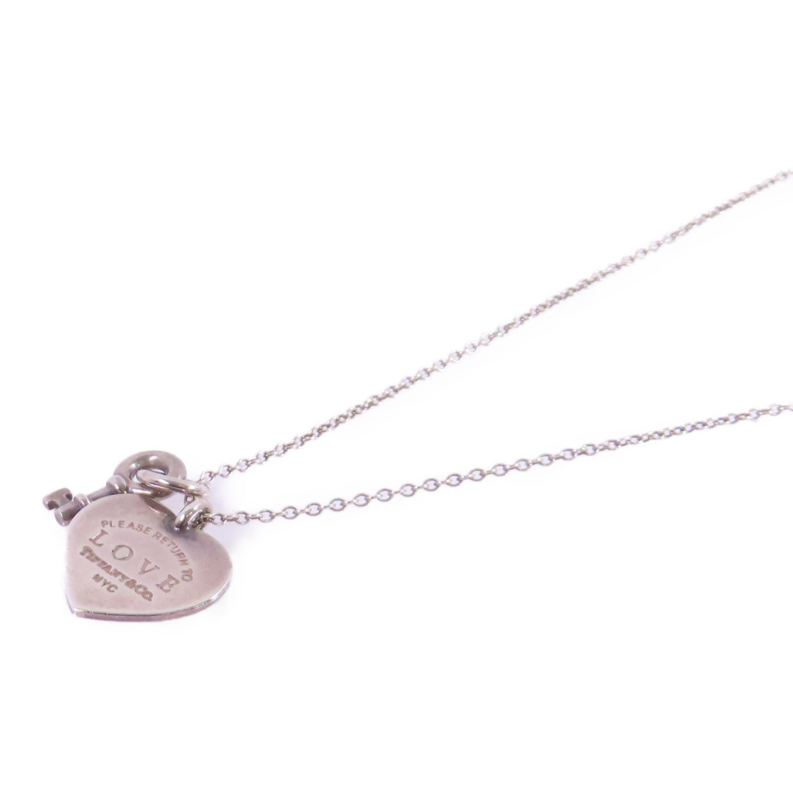 TIFFANY＆CO 925純銀Heart rock and key Necklace項鏈