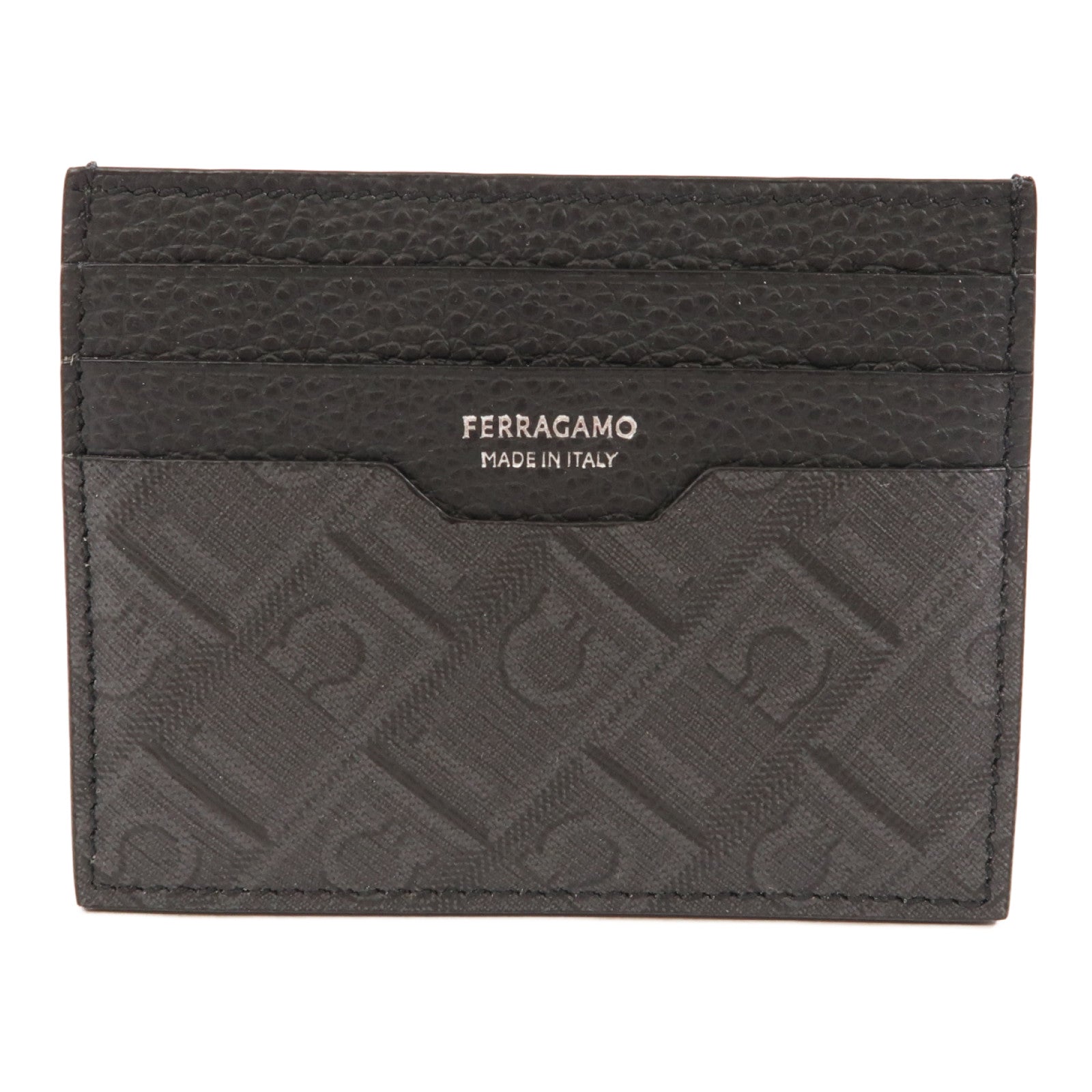 Salvatore Ferragamo 塗層帆布/牛皮皮革Card Case卡片套黑色