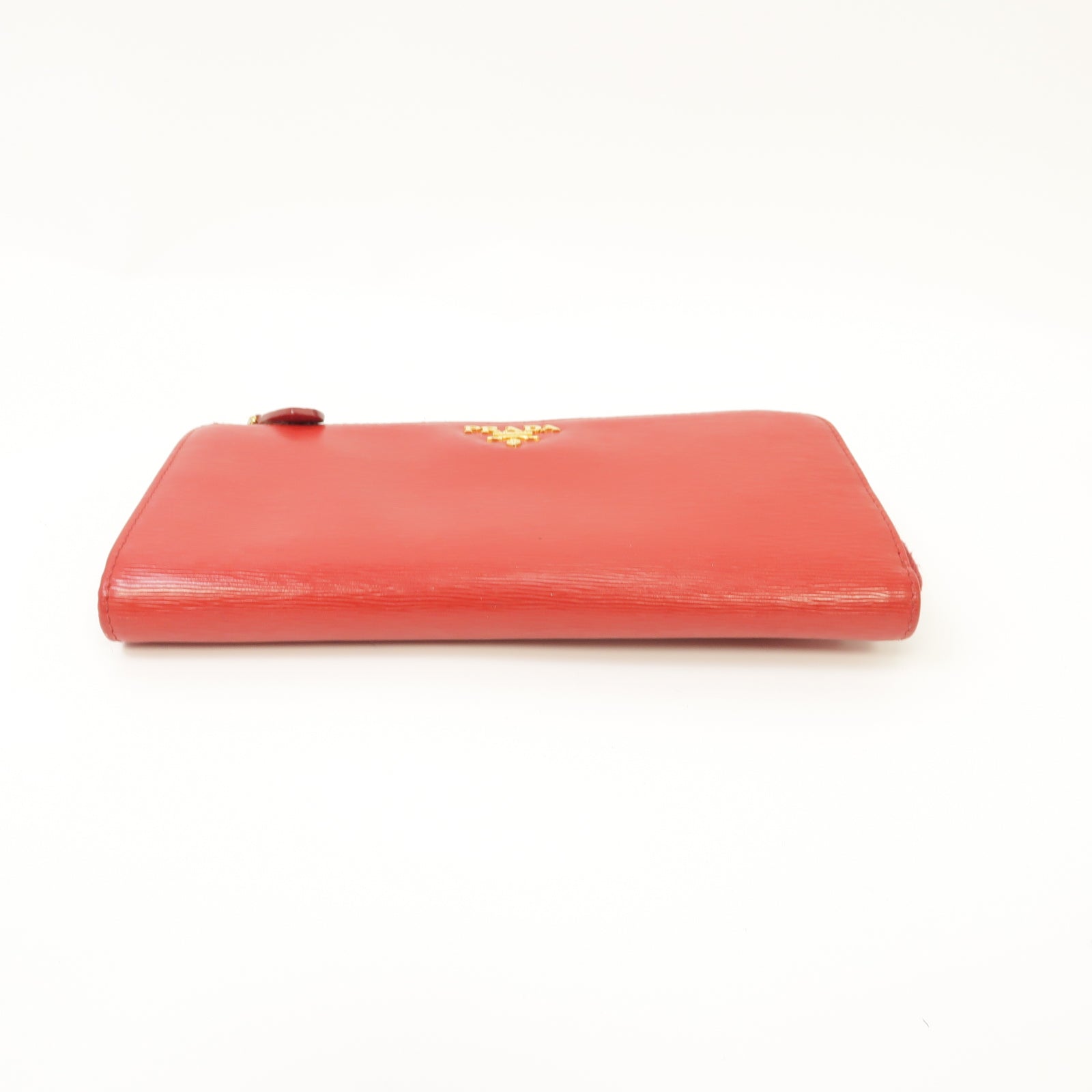PRADA 【激減優惠】牛皮皮革Long Wallet金扣長錢包紅色