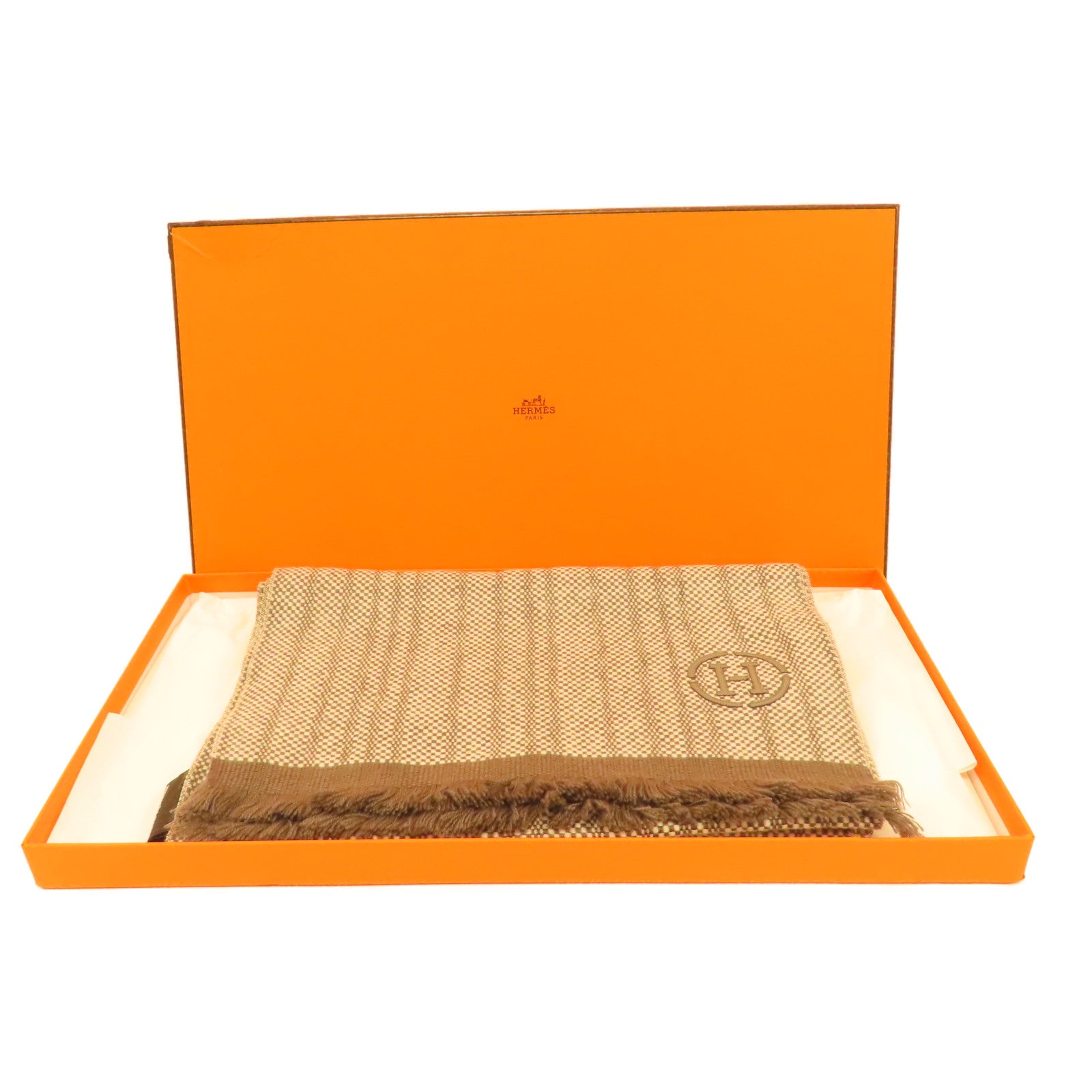 HERMES 羊絨Scarf圍巾灰色