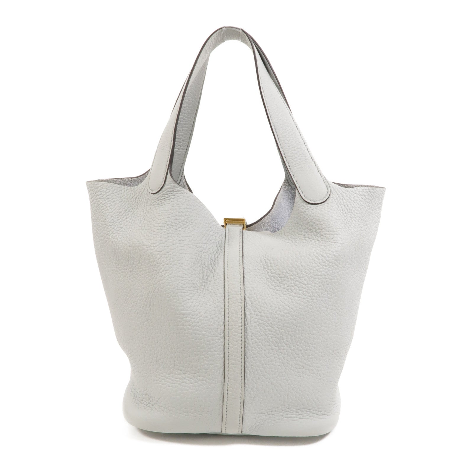 HERMES Clemence皮革Picotin MM手挽袋Bleu Pale