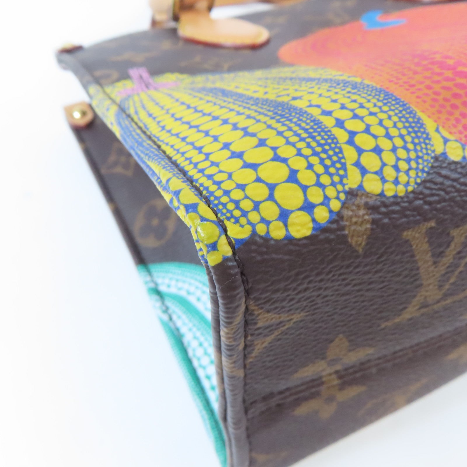 LOUIS VUITTON Monogram LV X YK On The Go PM金扣手挽肩背兩用袋啡色