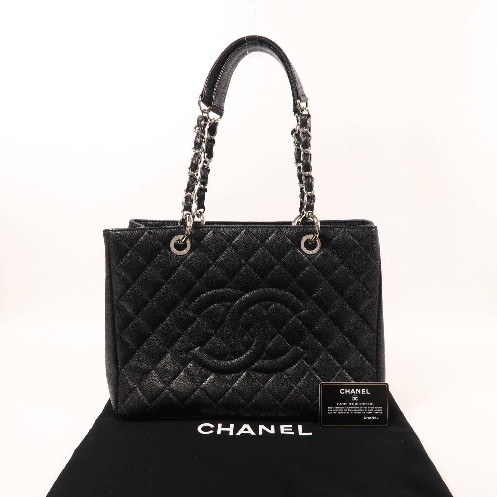 CHANEL 牛皮皮革GST Grand Shopping Tote Bag銀扣肩背袋/手挽袋