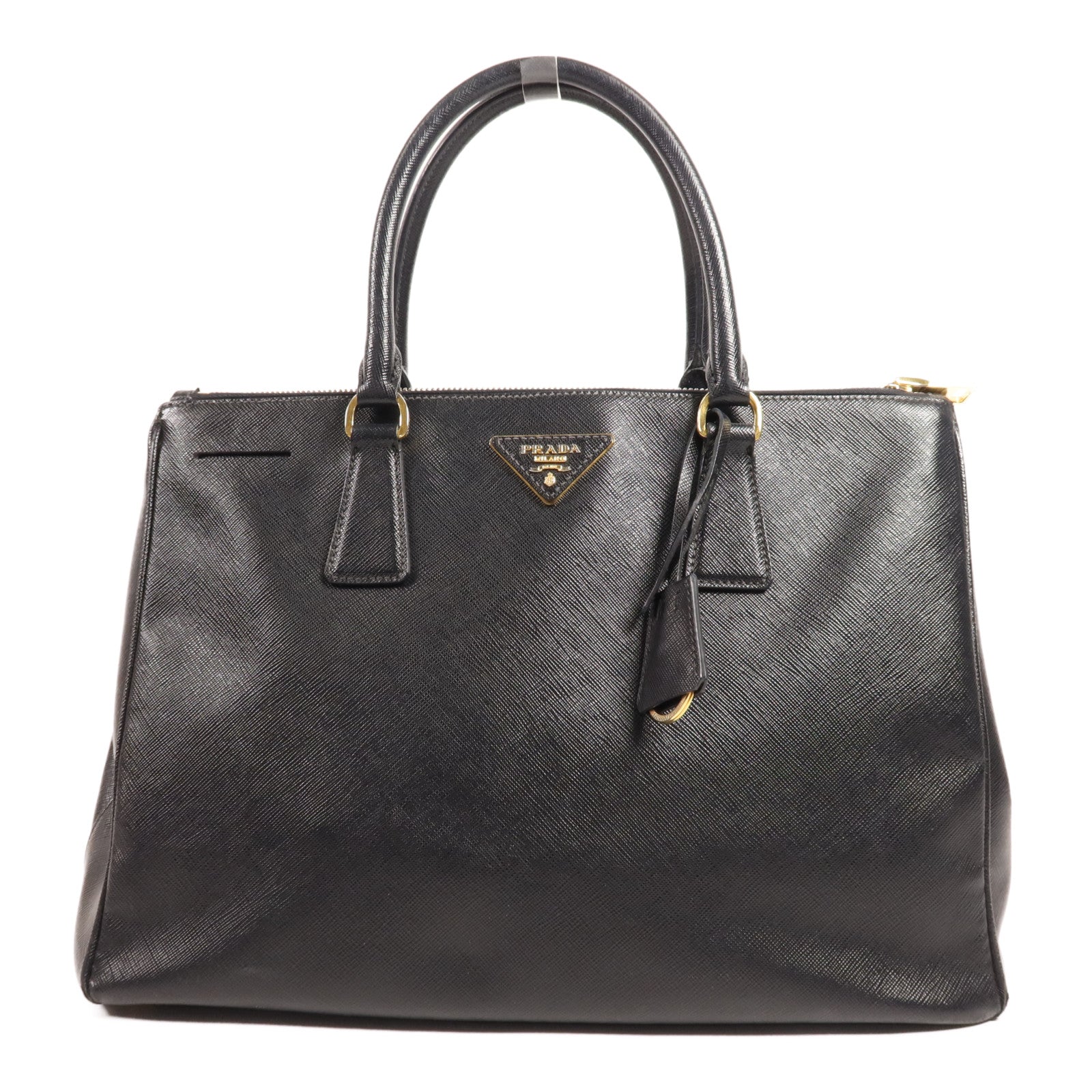 PRADA 牛皮皮革Double Zip Handbag金扣手挽袋