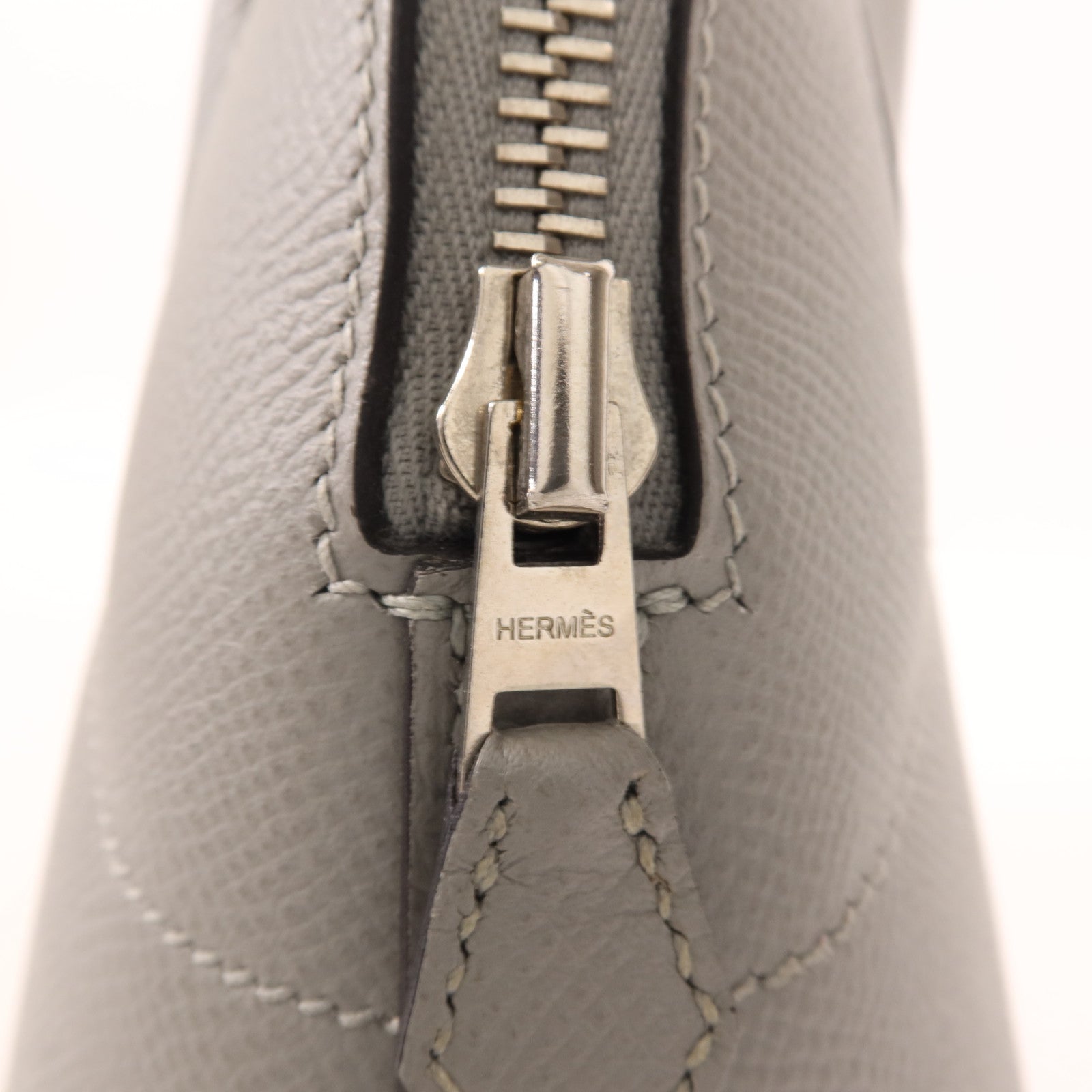 HERMES Epsom皮革Bolide 27銀扣手挽肩背兩用袋Gris Mouette