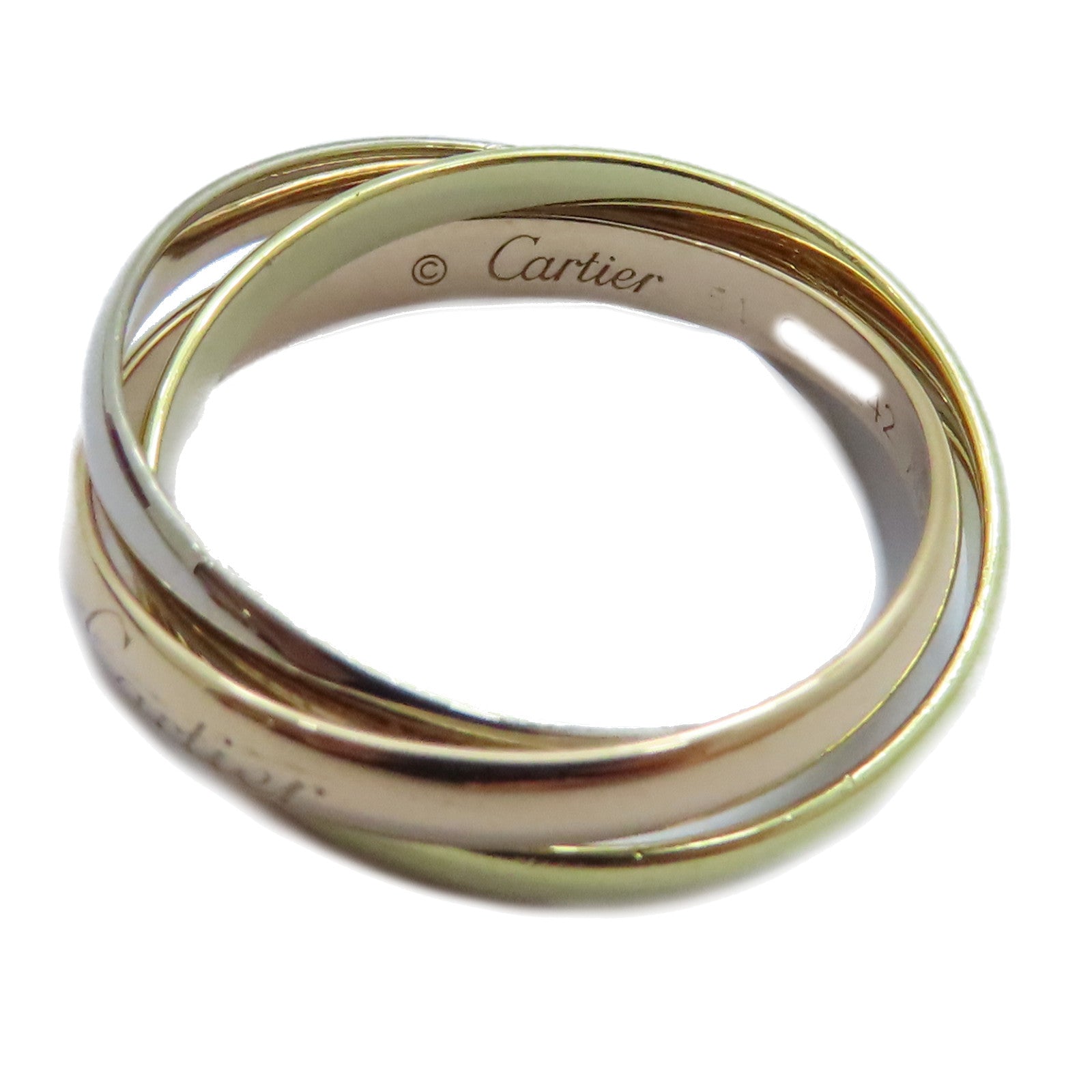 CARTIER 【激減優惠】18K黃金/白金/玫瑰金Trinity Ring戒指Cartier#51US#5.75