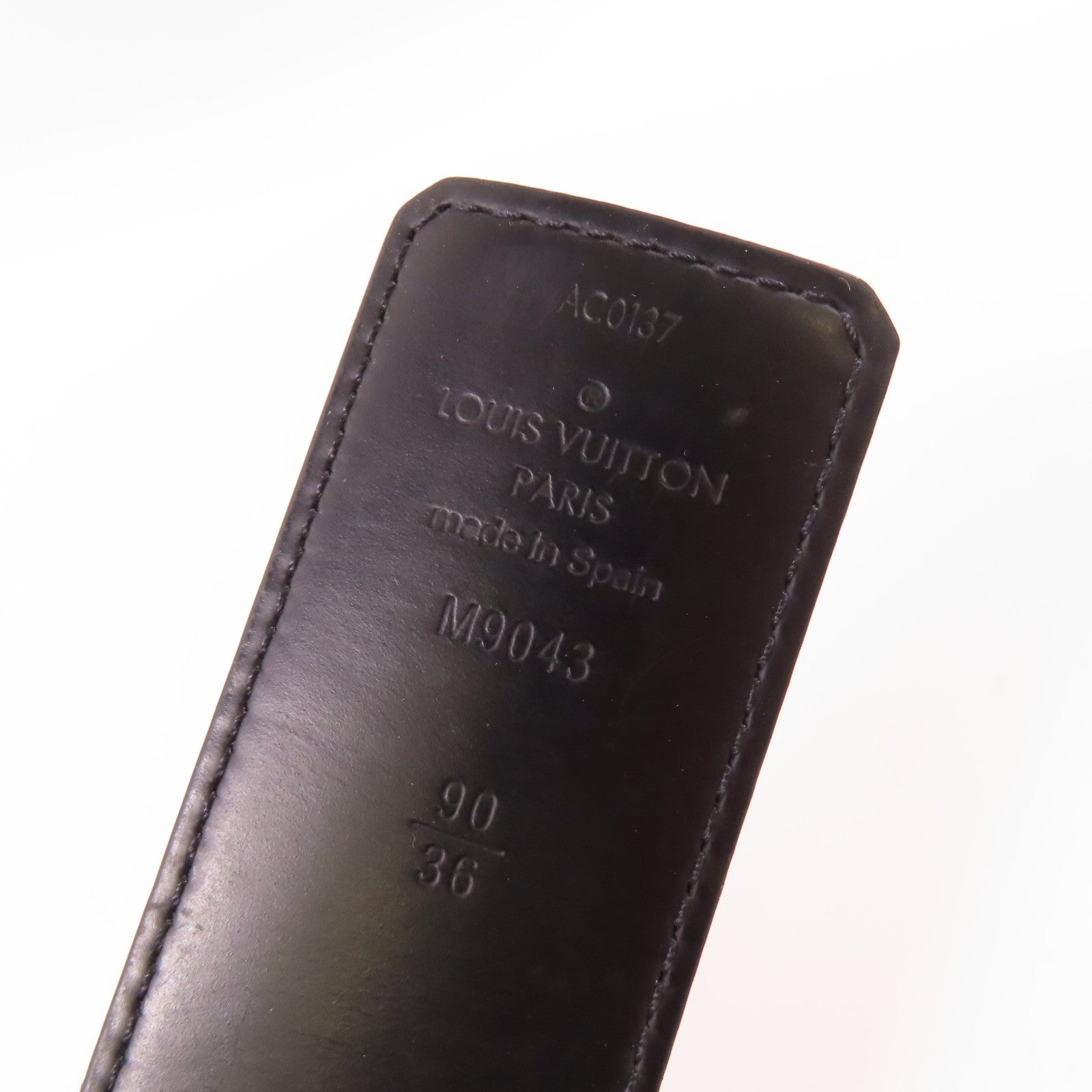 LOUIS VUITTON Monogram Eclipse LV Initial Belt銀扣皮帶黑色