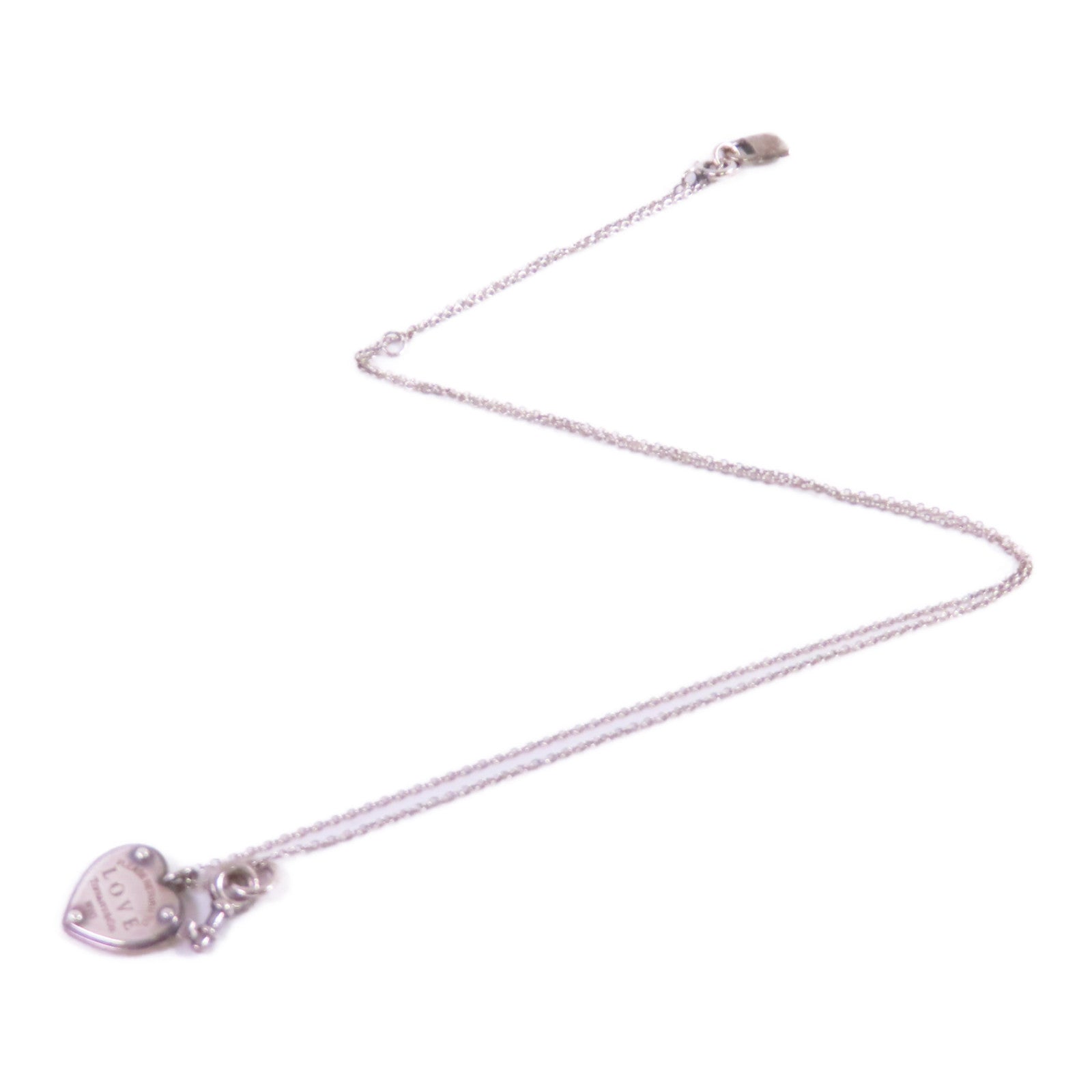 TIFFANY＆CO 925純銀Heart rock and key Necklace項鏈