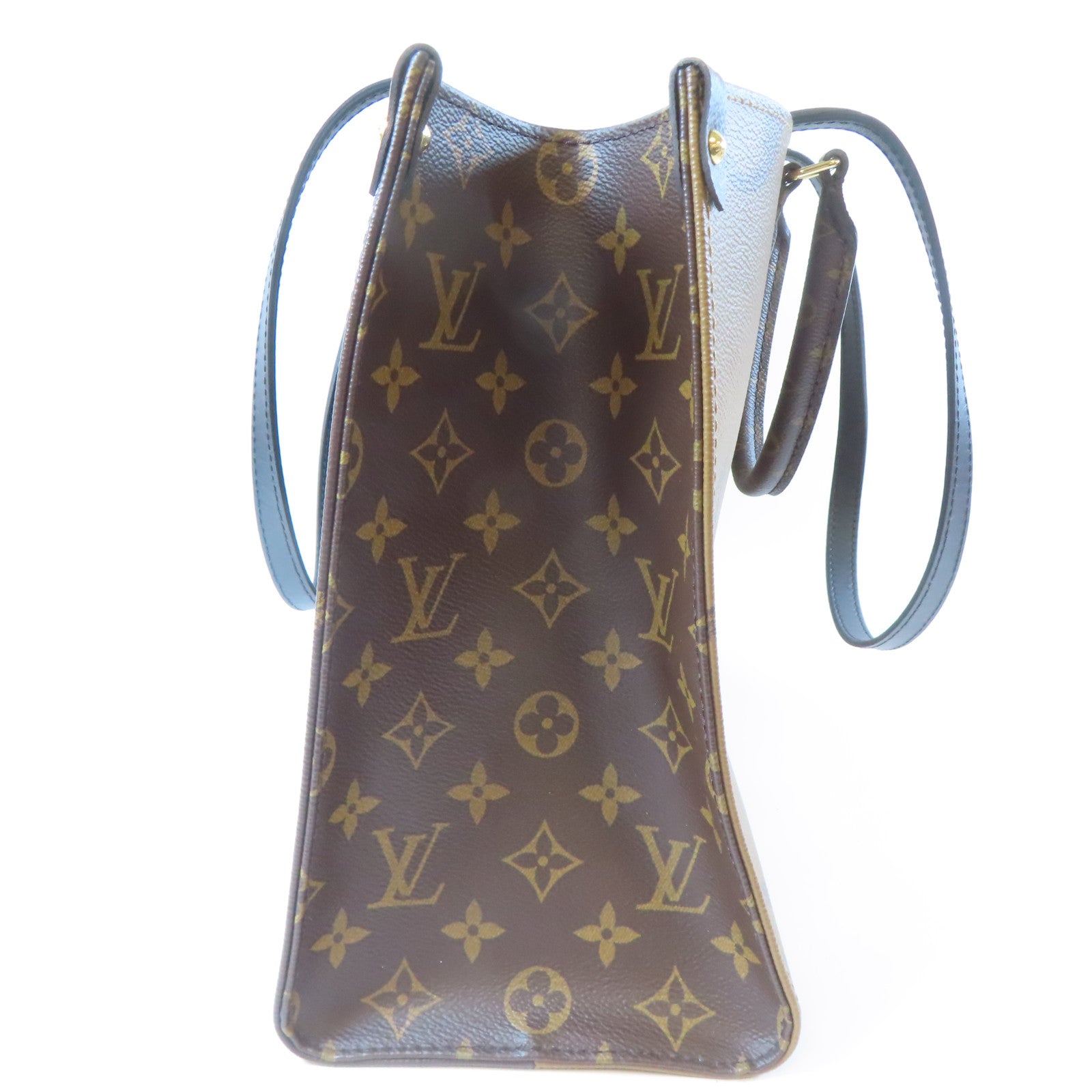 LOUIS VUITTON Monogram Giant On The Go MM金扣手挽肩背兩用袋啡色