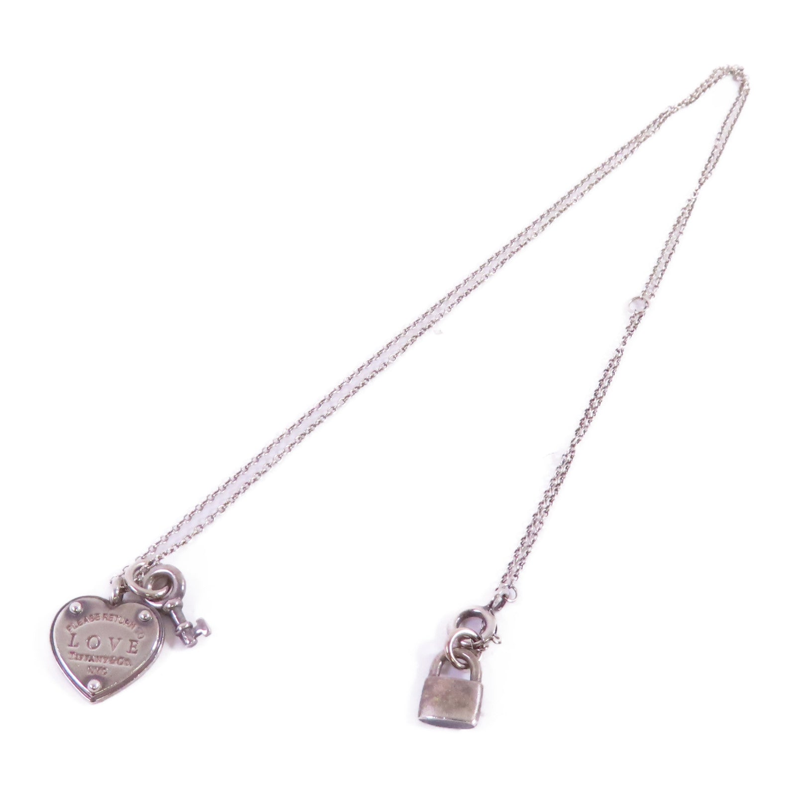 TIFFANY＆CO 925純銀Heart rock and key Necklace項鏈