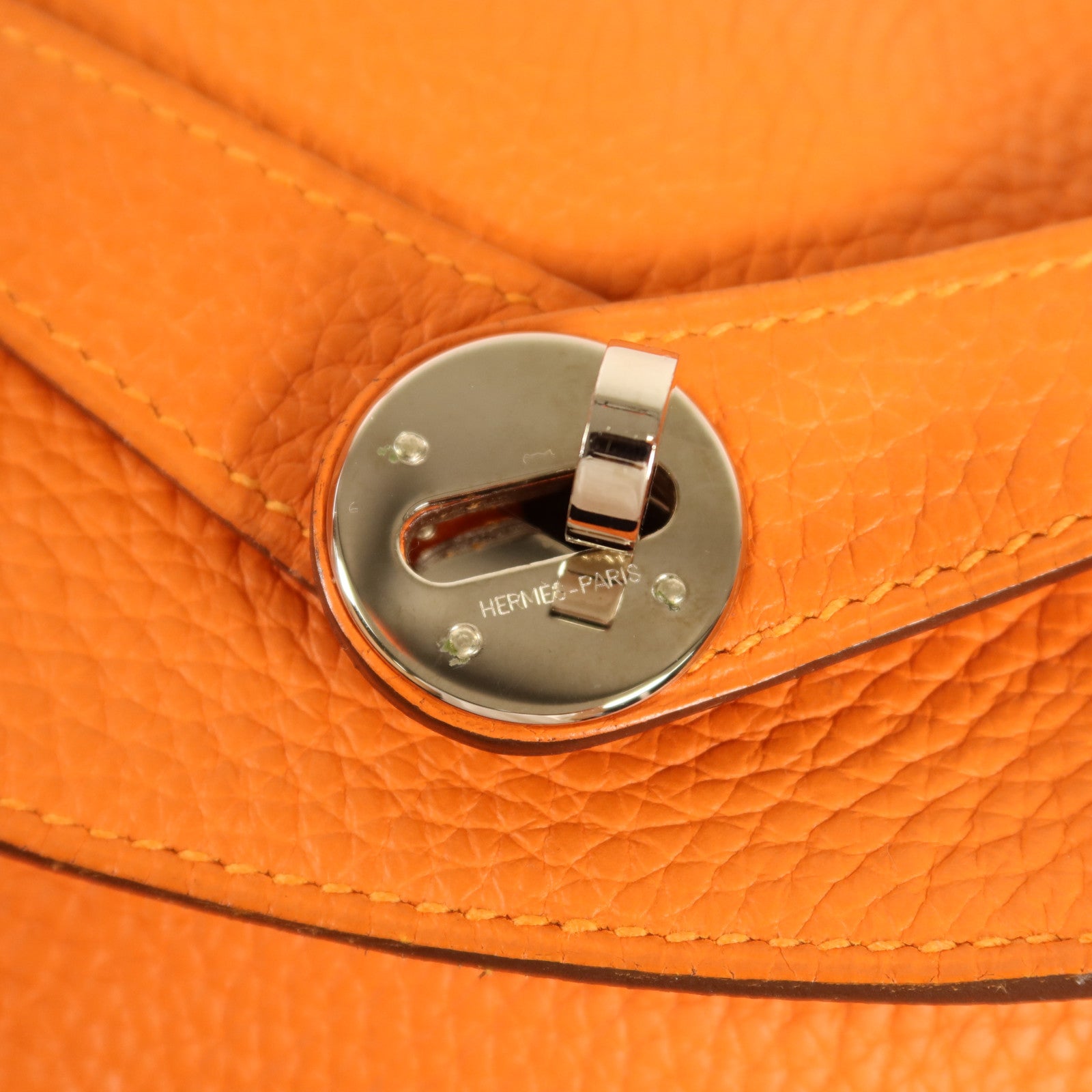 HERMES Clemence皮革Lindy 34銀扣手挽肩背兩用袋Feu