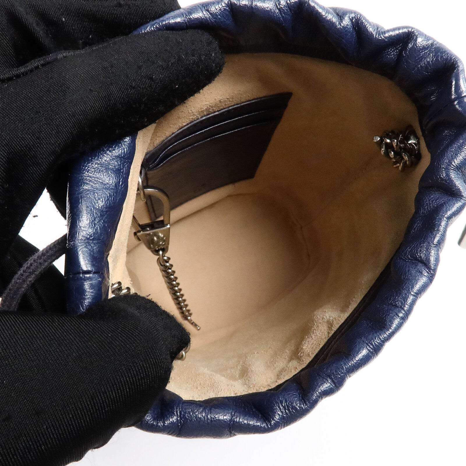 GUCCI 牛皮皮革BB Marmont Bucket鏈帶肩背袋