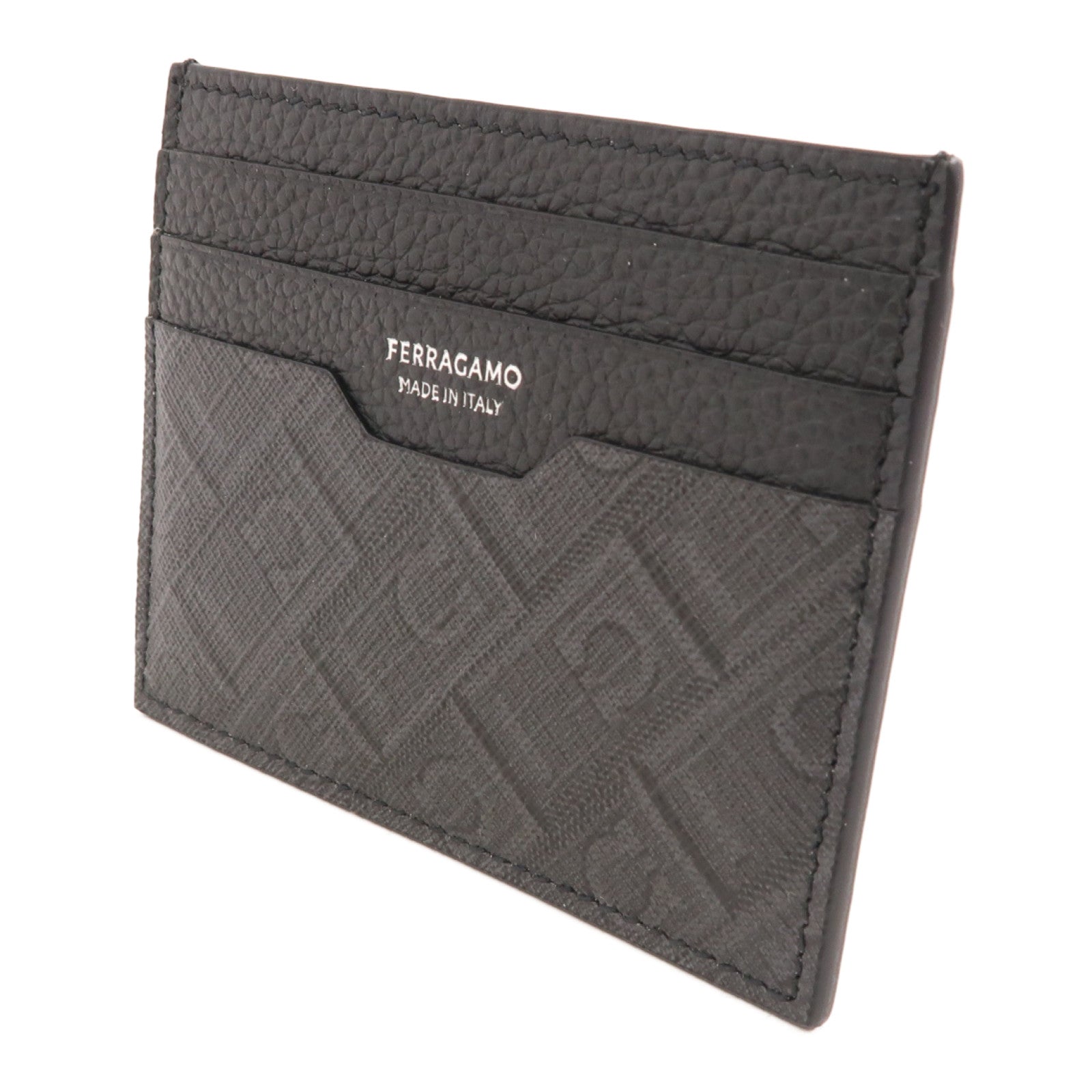 Salvatore Ferragamo 塗層帆布/牛皮皮革Card Case卡片套黑色