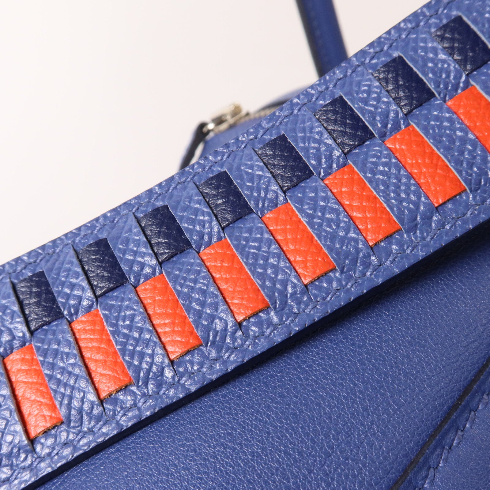 HERMES Swift皮革/Epsom皮革Lindy 30手挽肩背兩用袋Bleu Brighton