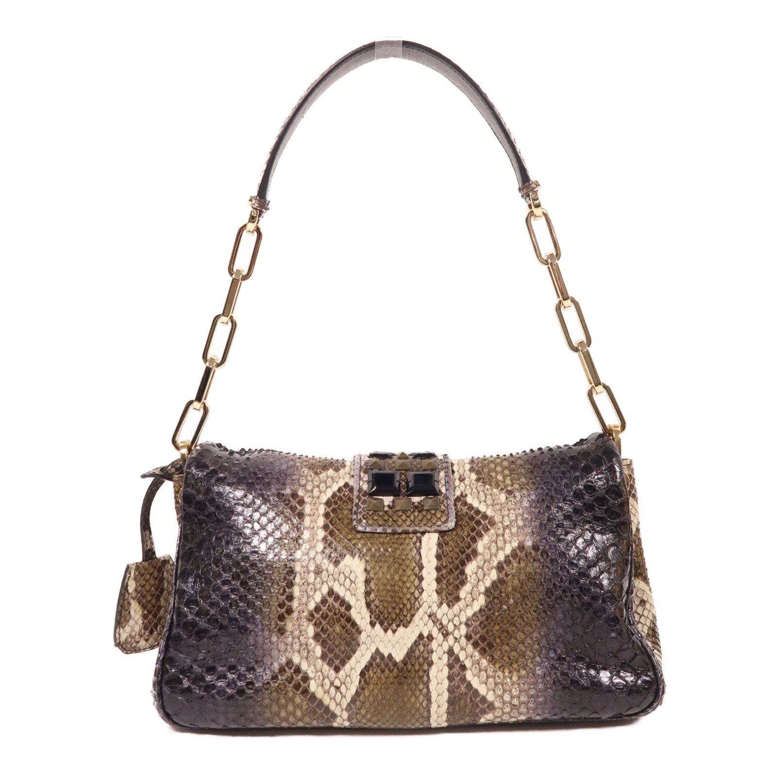 Dior 蛇皮皮革New Lock金扣鏈帶肩背袋