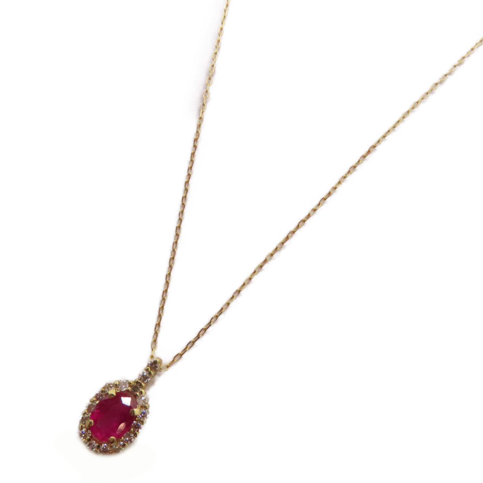 JEWELRY 18K黃金Ruby Diamond Necklace 0.43ct紅寶石/0.15ct鑽石項鍊