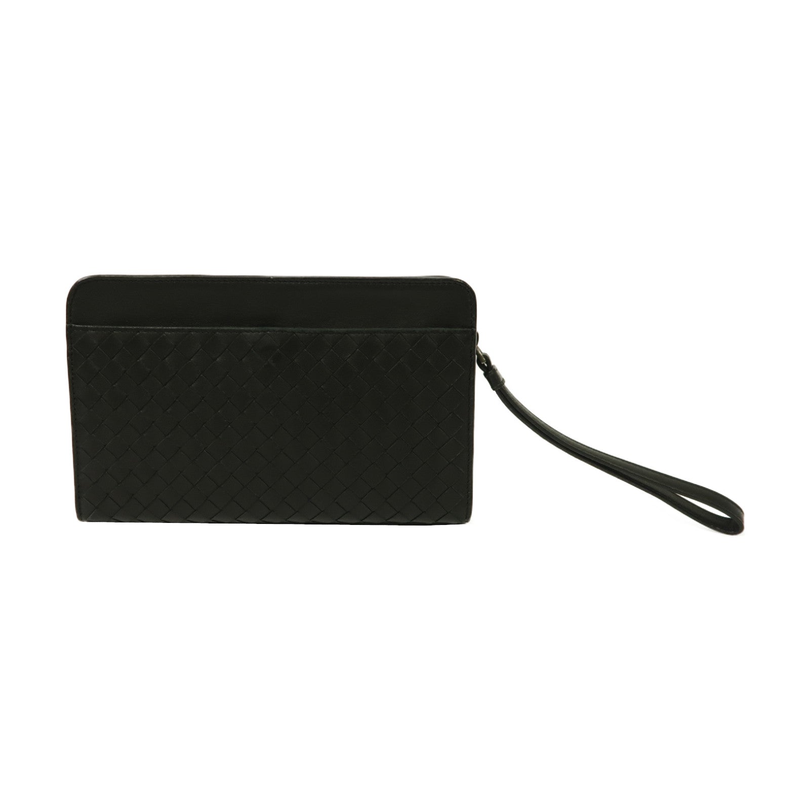 BOTTEGA VENETA 織紋皮革Clutch Bag銀扣手拿包黑色