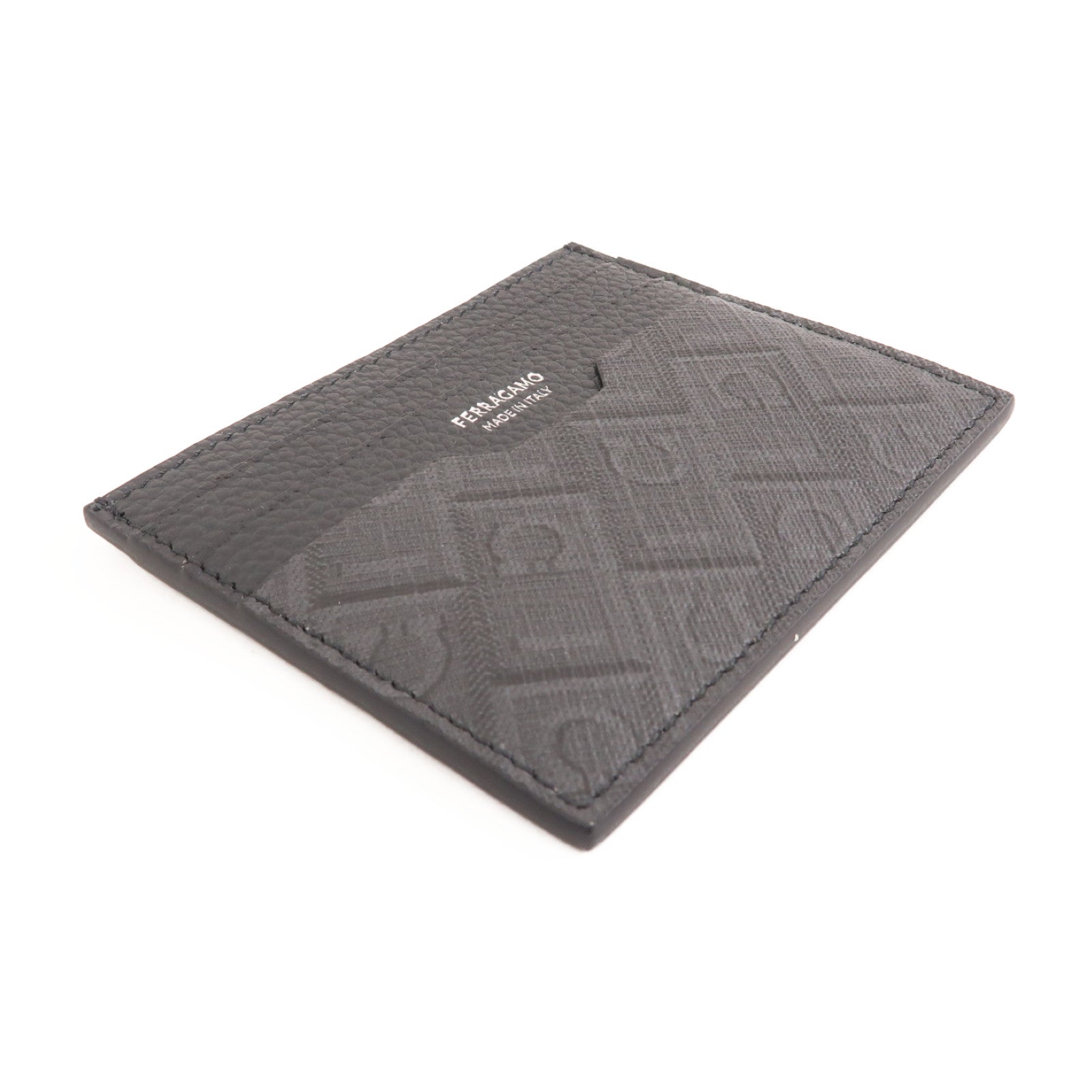 Salvatore Ferragamo 塗層帆布/牛皮皮革Card Case卡片套黑色