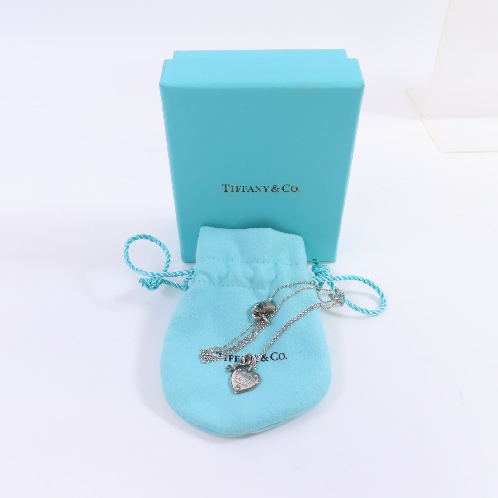 TIFFANY＆CO 925純銀Heart rock and key Necklace項鏈