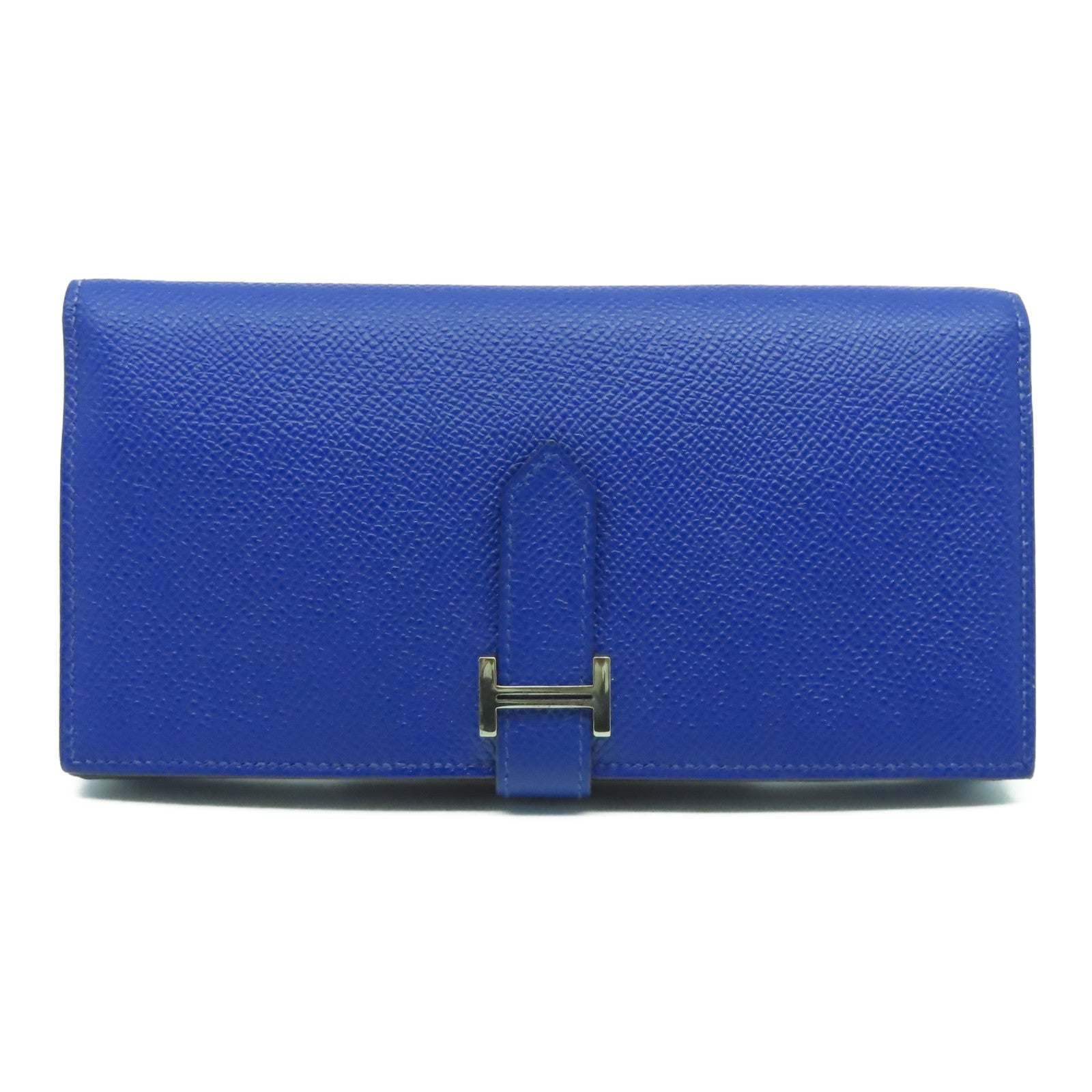 HERMES 【激減優惠】Epsom皮革Bearn Long Wallet銀扣長錢包Bleu Electrique電光藍色