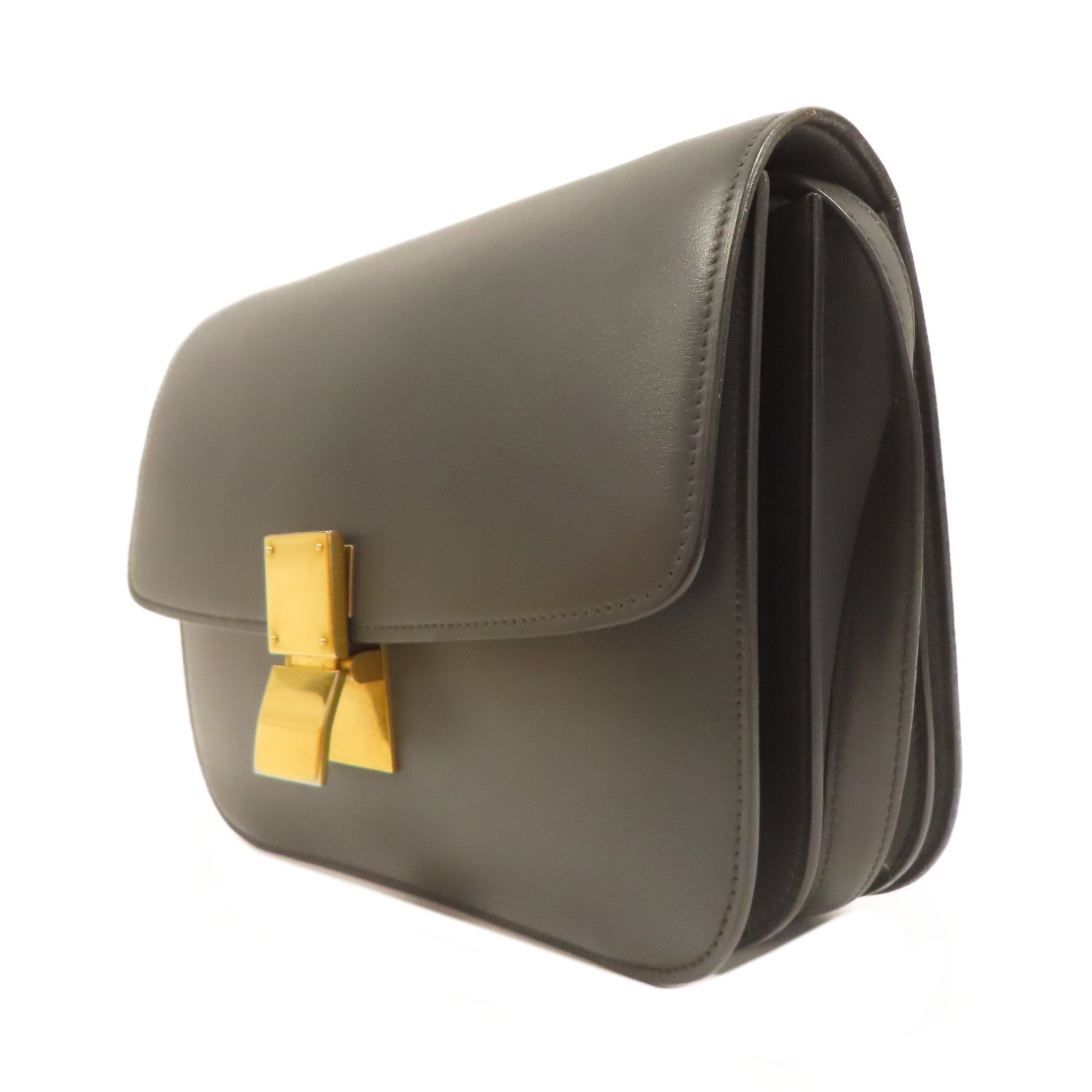 CELINE **【激減優惠】牛皮皮革Classic Box金扣肩背袋灰色