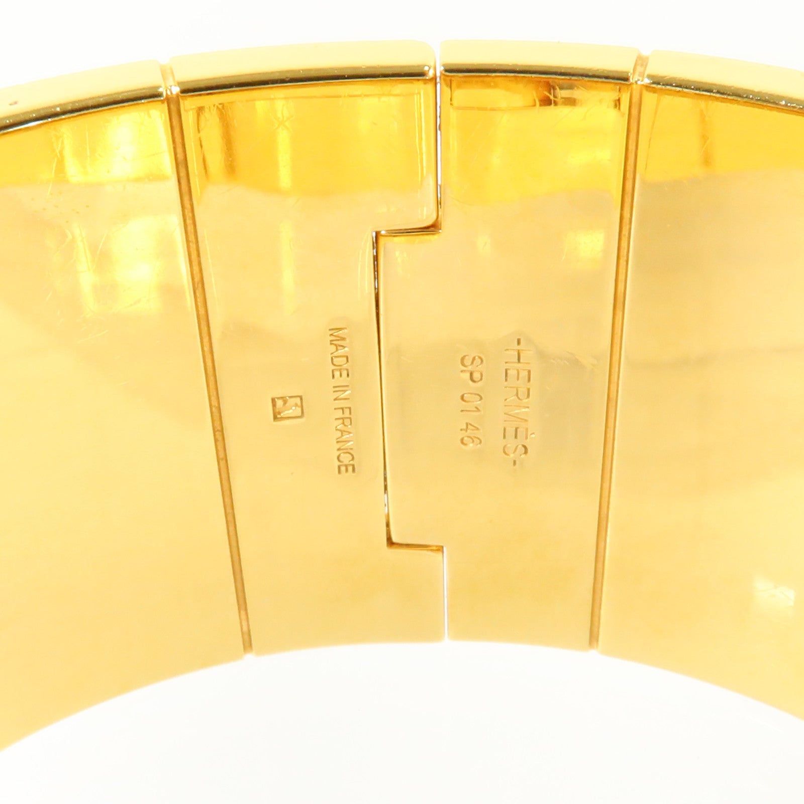 HERMES 金屬/琺瑯Charniere Wide Bangle金扣手鐲