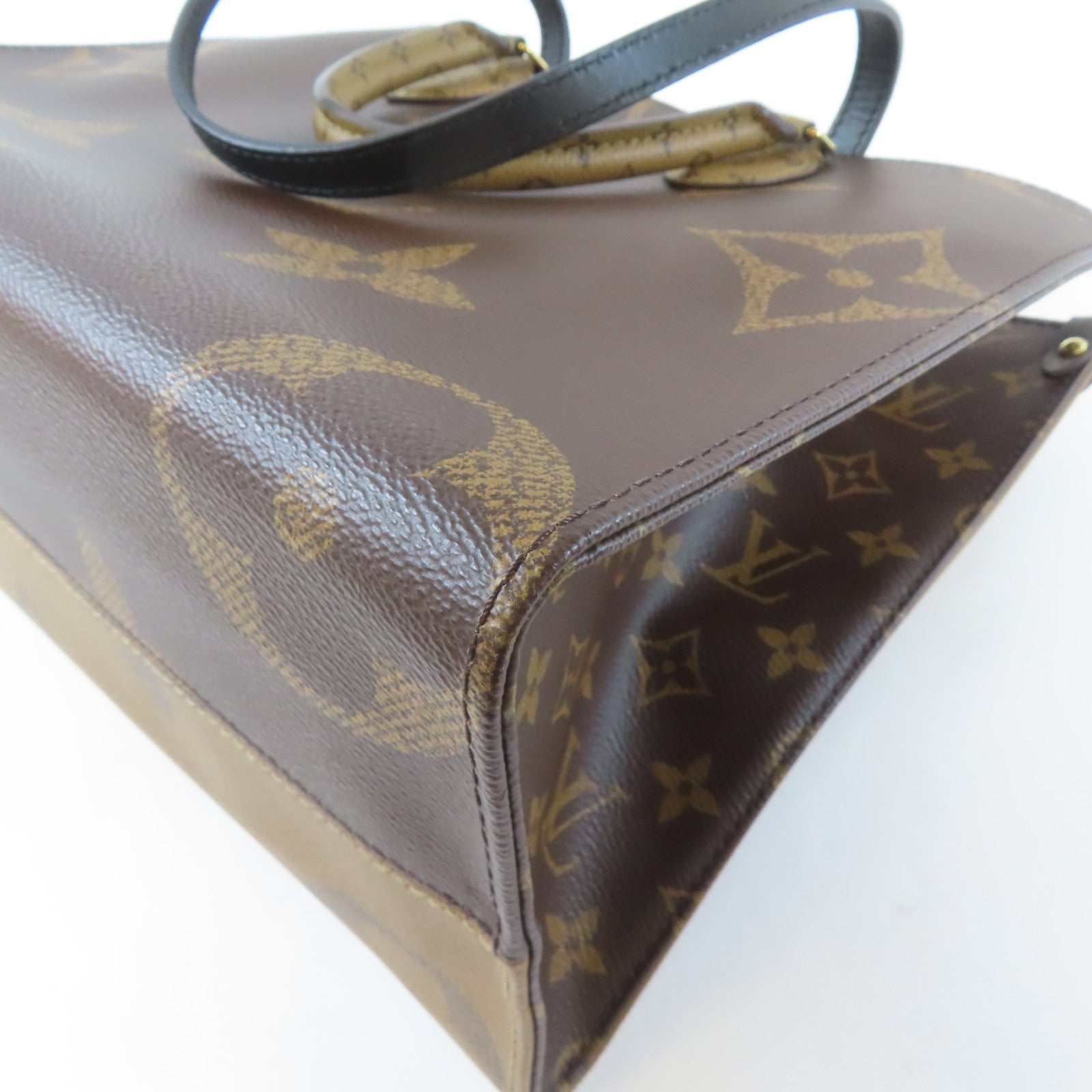 LOUIS VUITTON Monogram Giant On The Go MM金扣手挽肩背兩用袋啡色