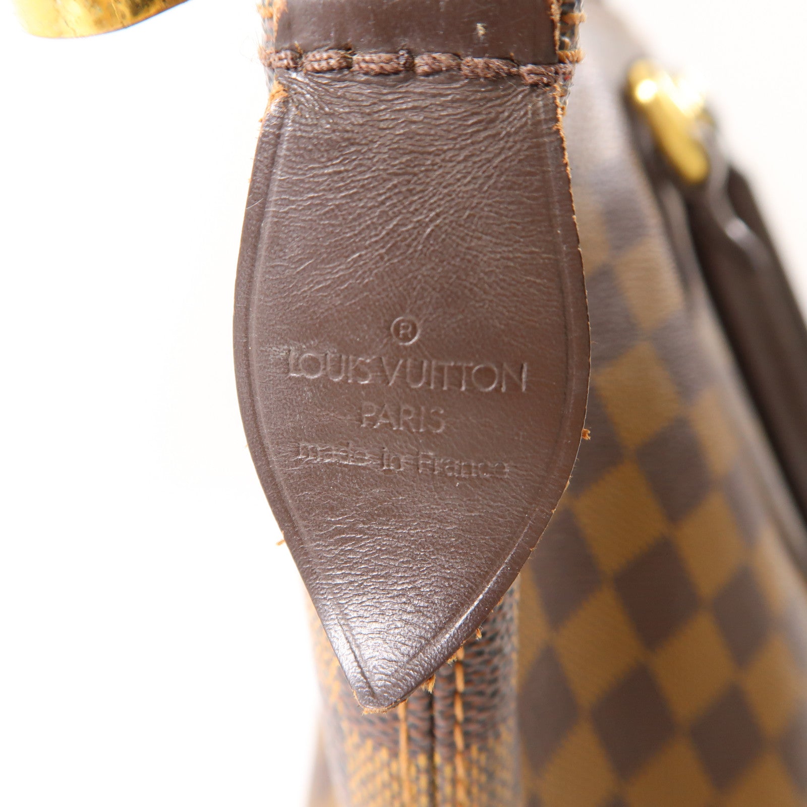 LOUIS VUITTON Damier Saleya MM金扣肩背袋棕色