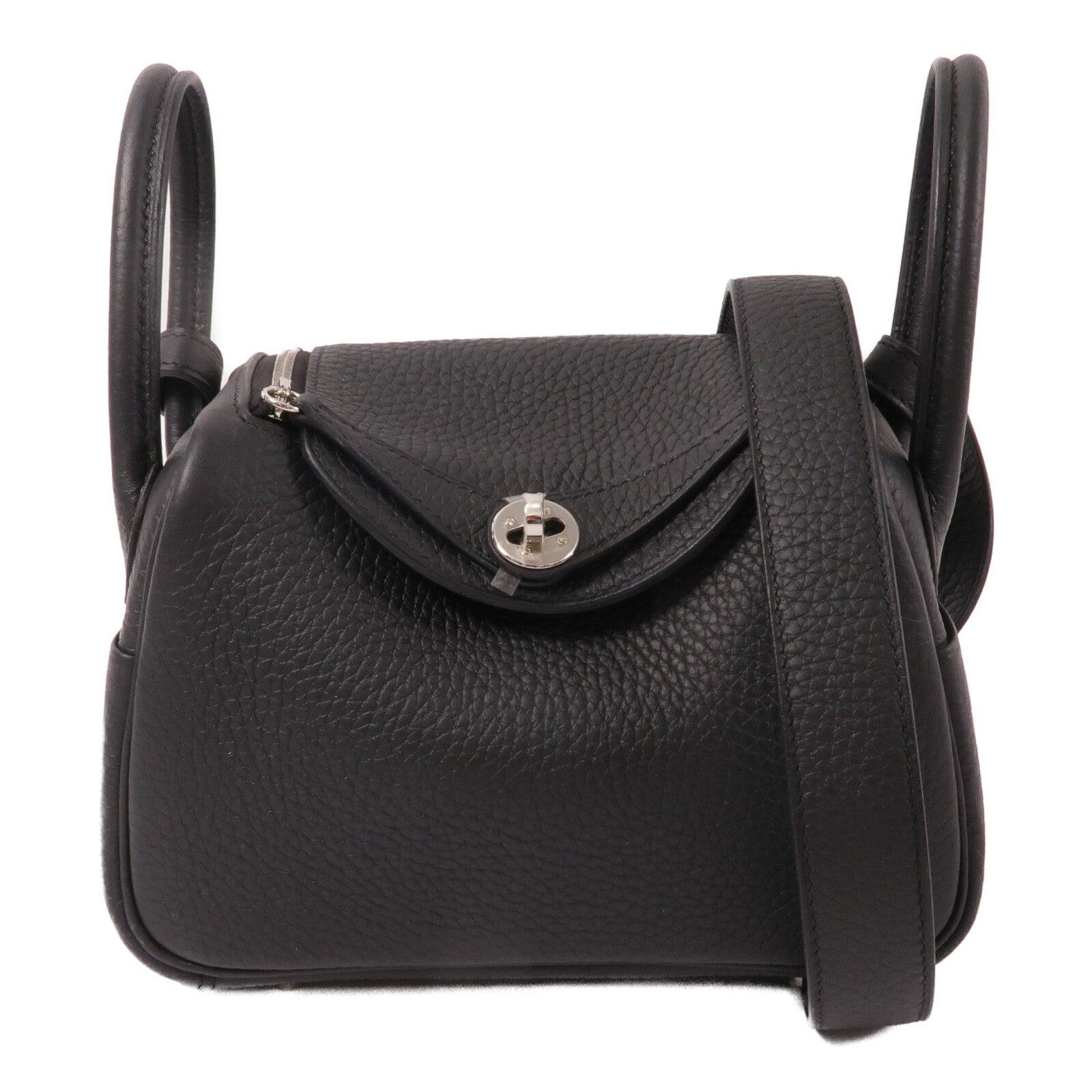 HERMES 【激減優惠】Clemence皮革Mini Lindy手挽肩背兩用袋Noir
