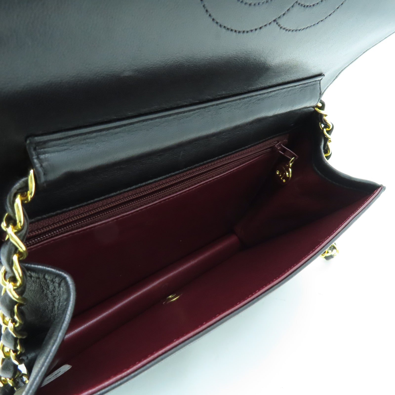 CHANEL rhombic sheepskin leather Chain Shoulder gold buckle chain shoulder bag black
