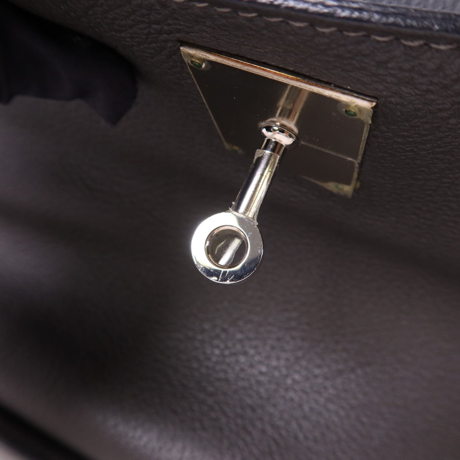 HERMES Clemence皮革Jypesiere 34銀扣肩背袋Etain