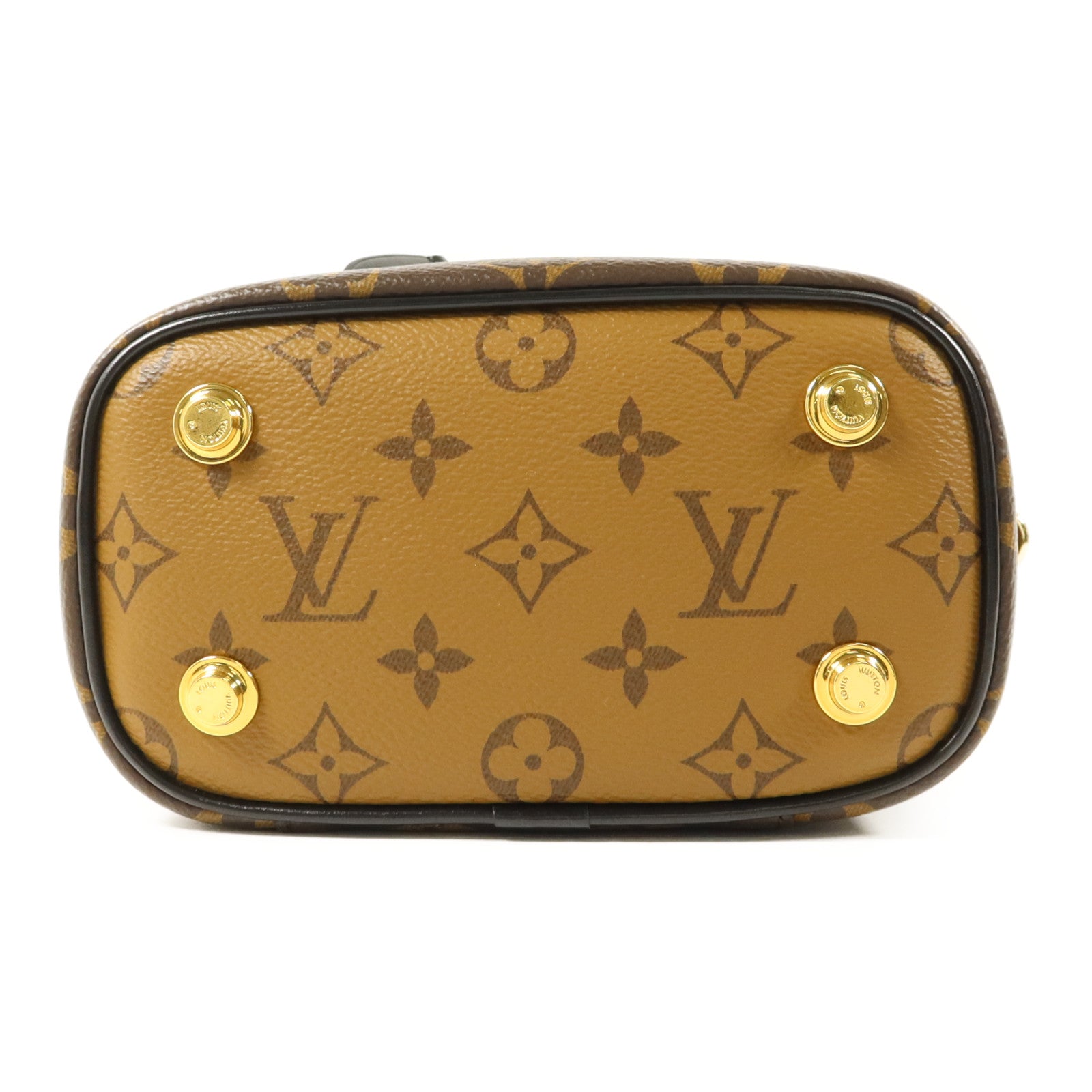 LOUIS VUITTON Monogram Reverse Vanity PM金扣手挽肩背兩用袋棕色