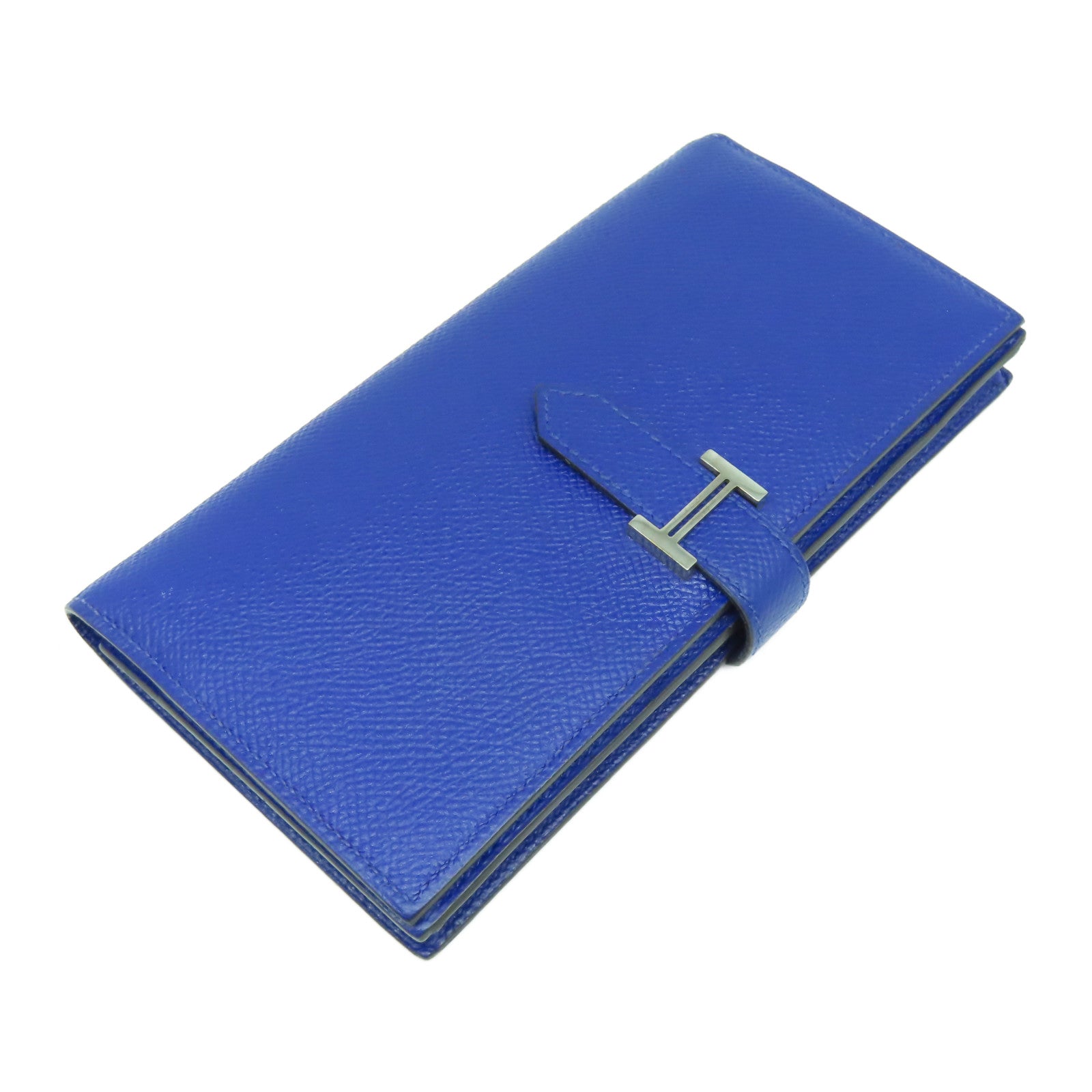 HERMES 【激減優惠】Epsom皮革Bearn Long Wallet銀扣長錢包Bleu Electrique電光藍色