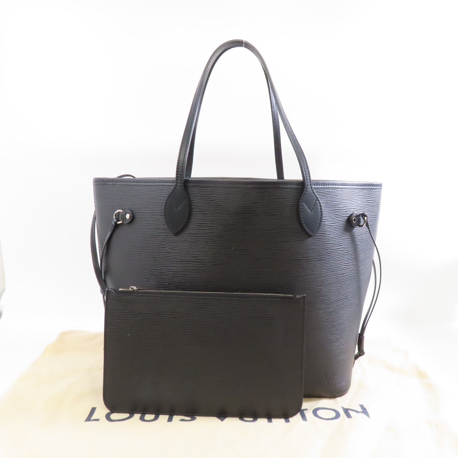 LOUIS VUITTON Epi NeverFull GM銀扣手挽袋黑色