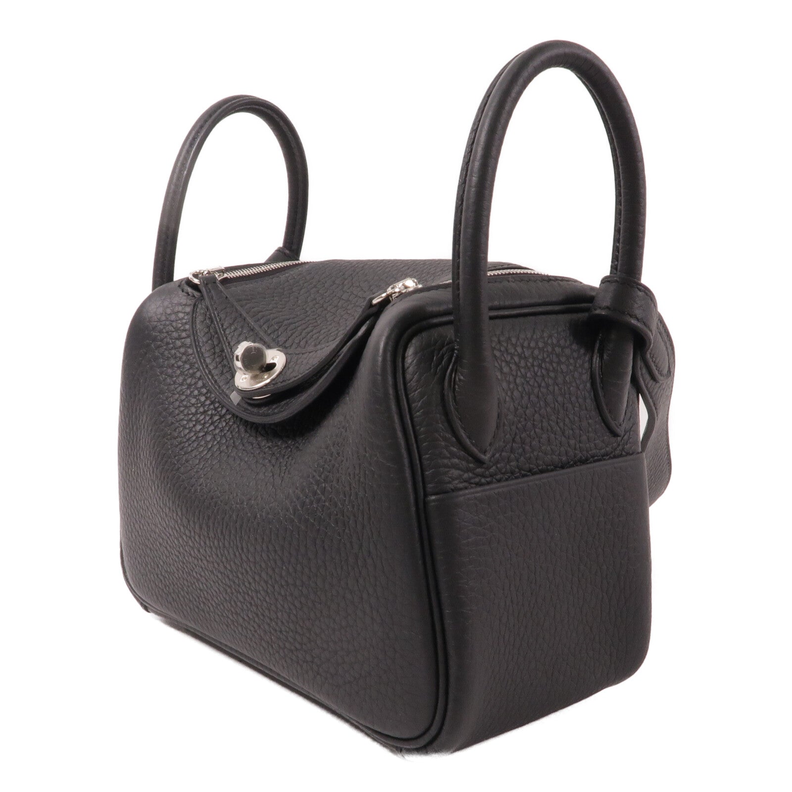 HERMES 【激減優惠】Clemence皮革Mini Lindy手挽肩背兩用袋Noir