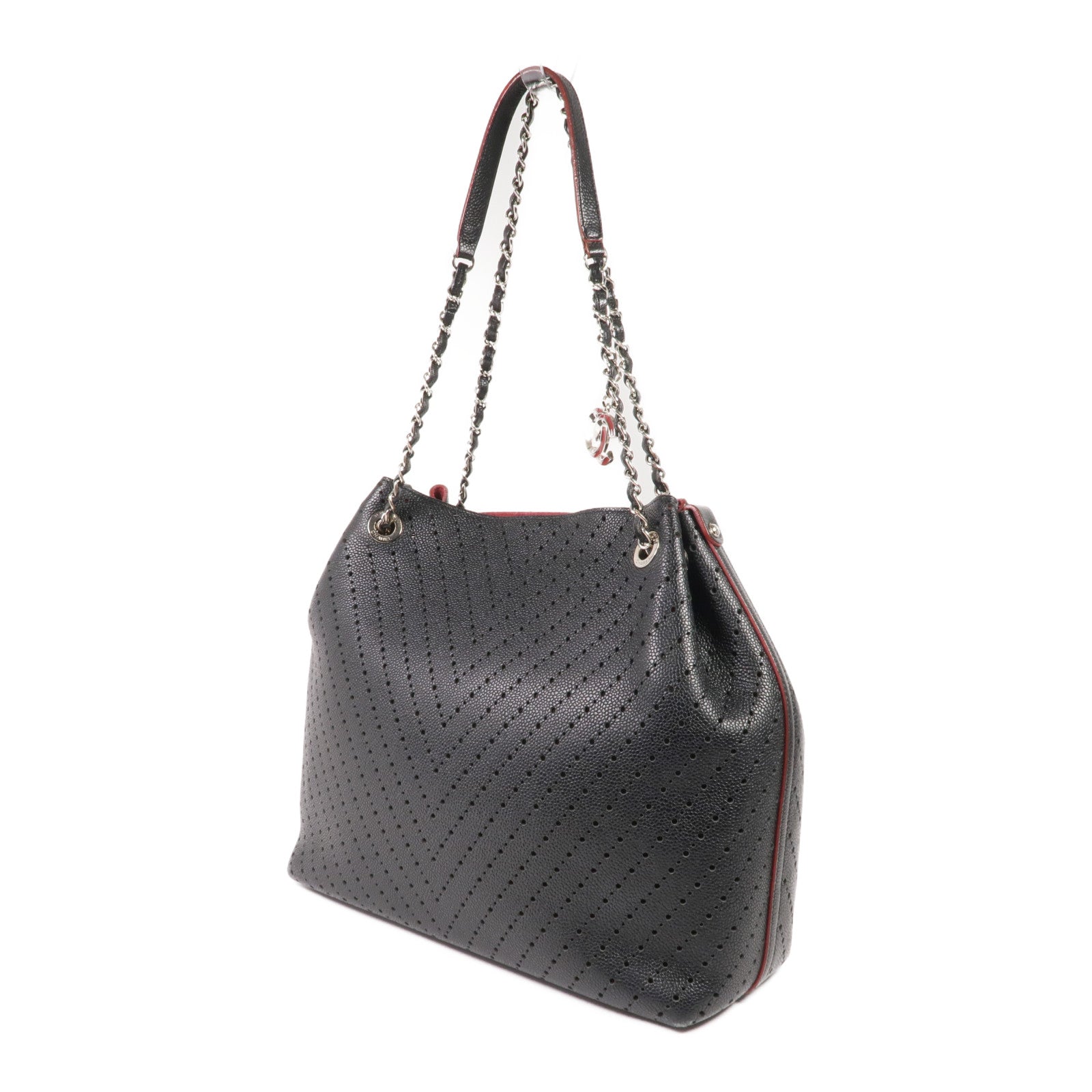 CHANEL 牛皮皮革Chain Shoulder金扣鏈帶肩背袋