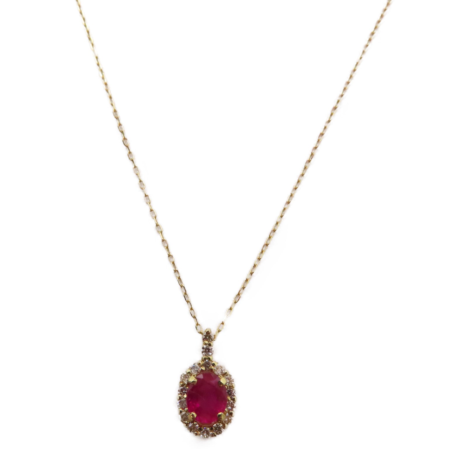 JEWELRY 18K黃金Ruby Diamond Necklace 0.43ct紅寶石/0.15ct鑽石項鍊