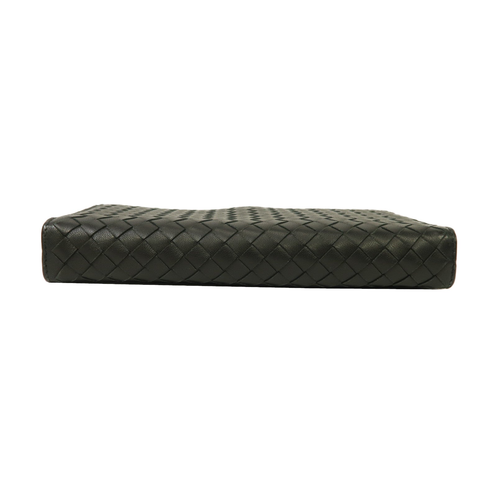 BOTTEGA VENETA 織紋皮革Clutch Bag銀扣手拿包黑色