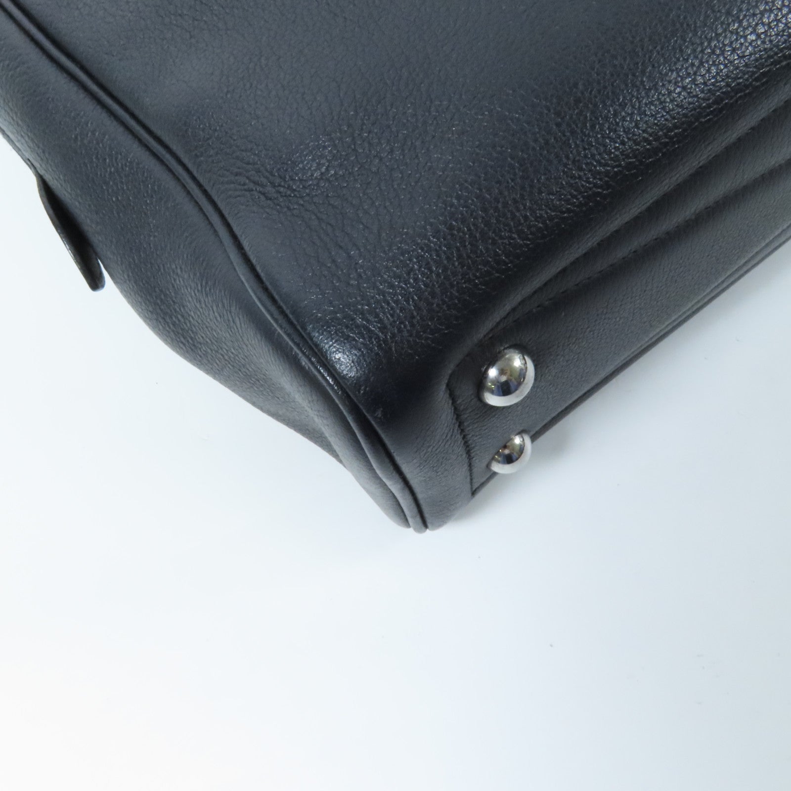 HERMES Evercolor皮革Victoria II 12H銀扣手挽袋Indigo Blue
