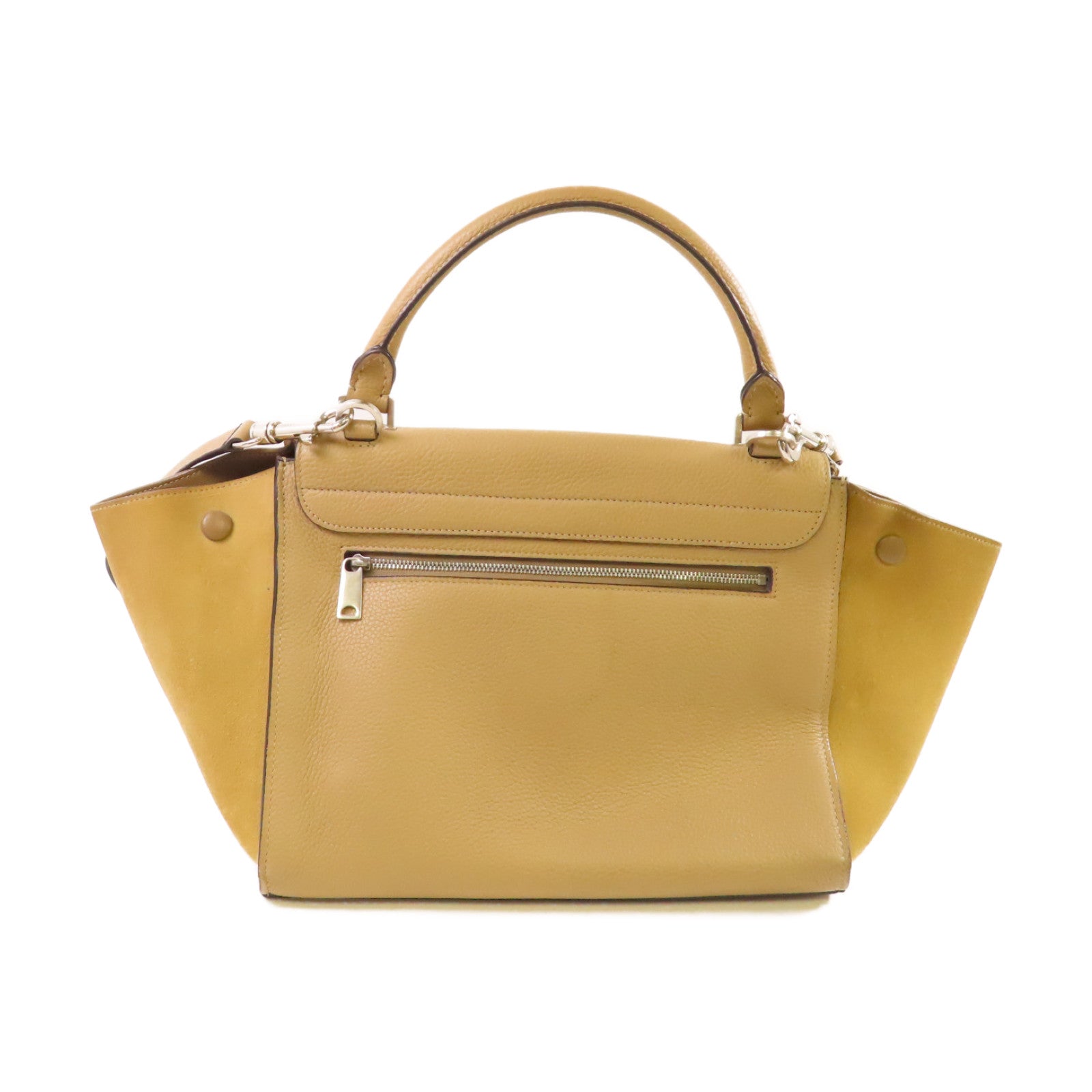 CELINE 牛皮皮革Trapeze 2Way Shoulder Bag金扣手挽肩背兩用袋杏色