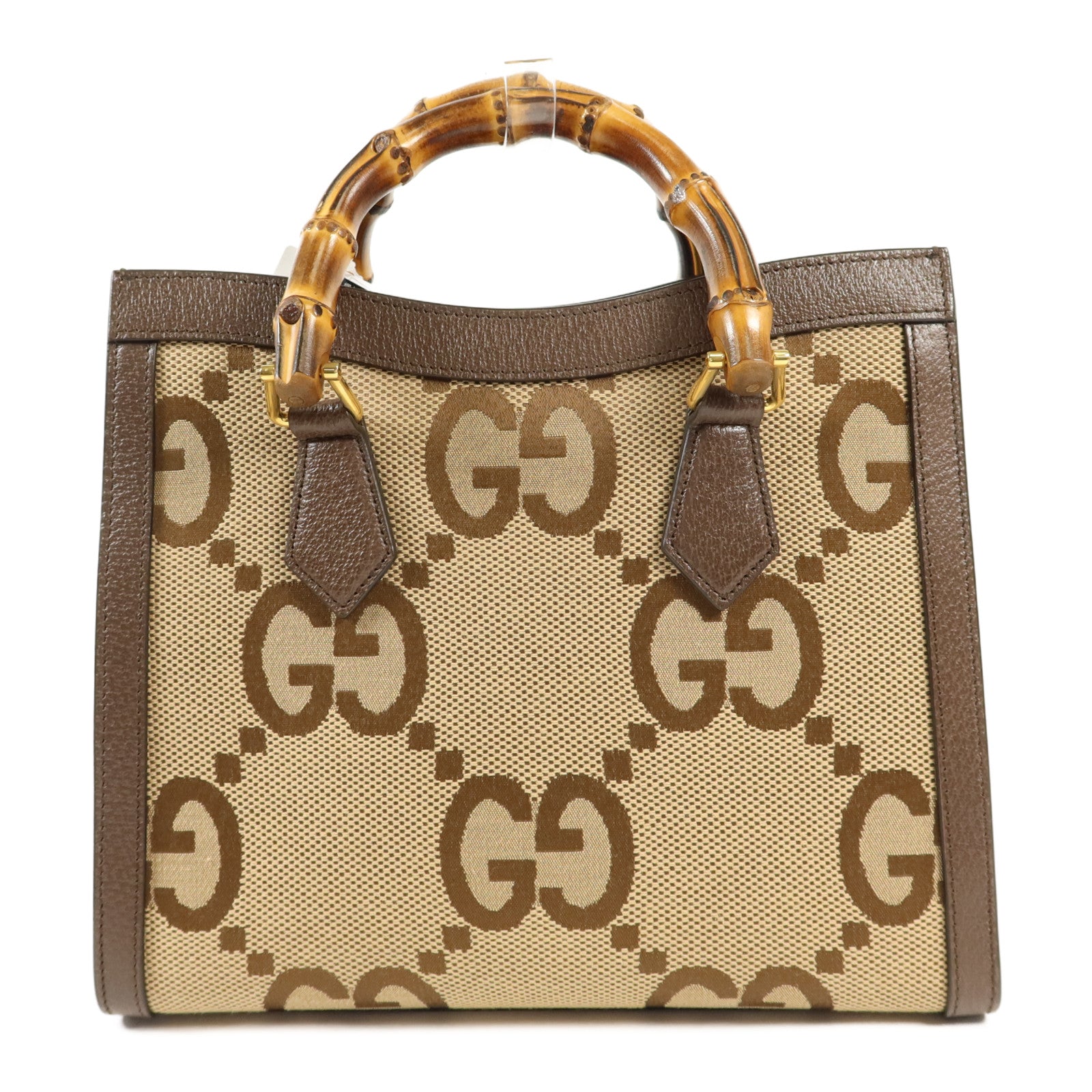 GUCCI 帆布Diana Bamboo Tote Bag金扣手挽肩背兩用袋
