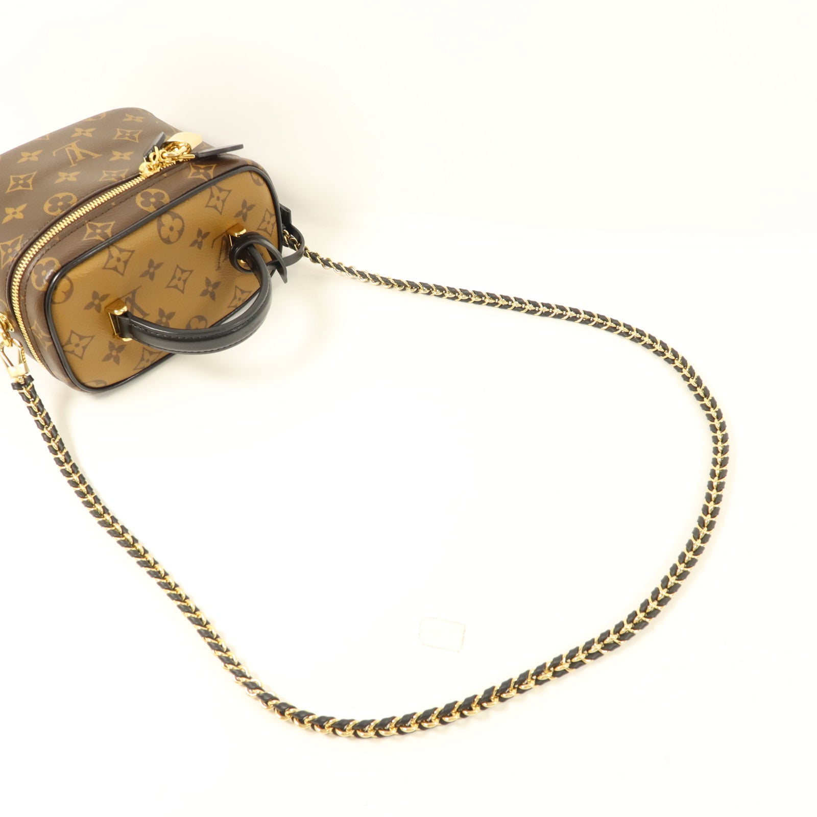 LOUIS VUITTON Monogram Reverse Vanity PM金扣手挽肩背兩用袋棕色