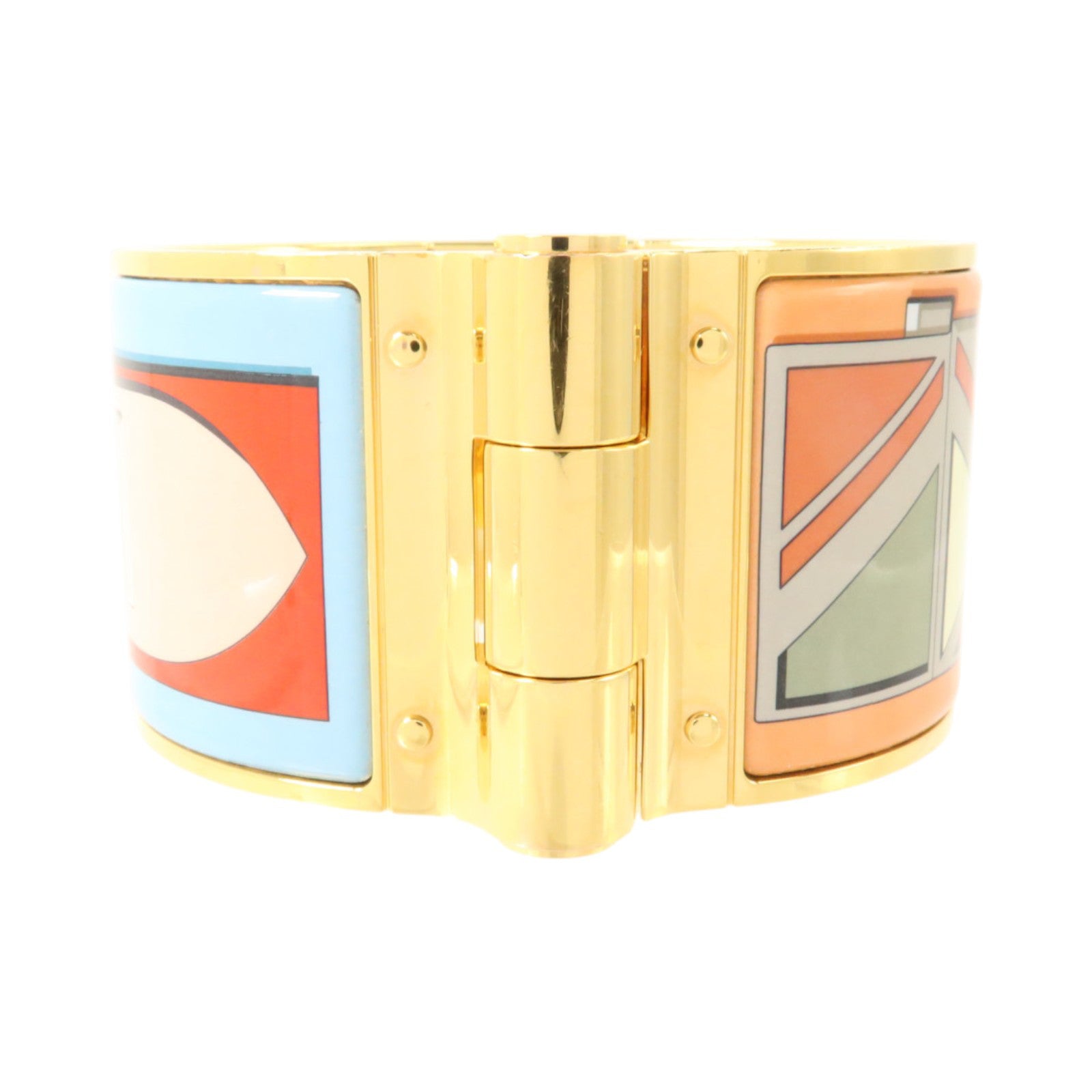 HERMES 金屬/琺瑯Charniere Wide Bangle金扣手鐲
