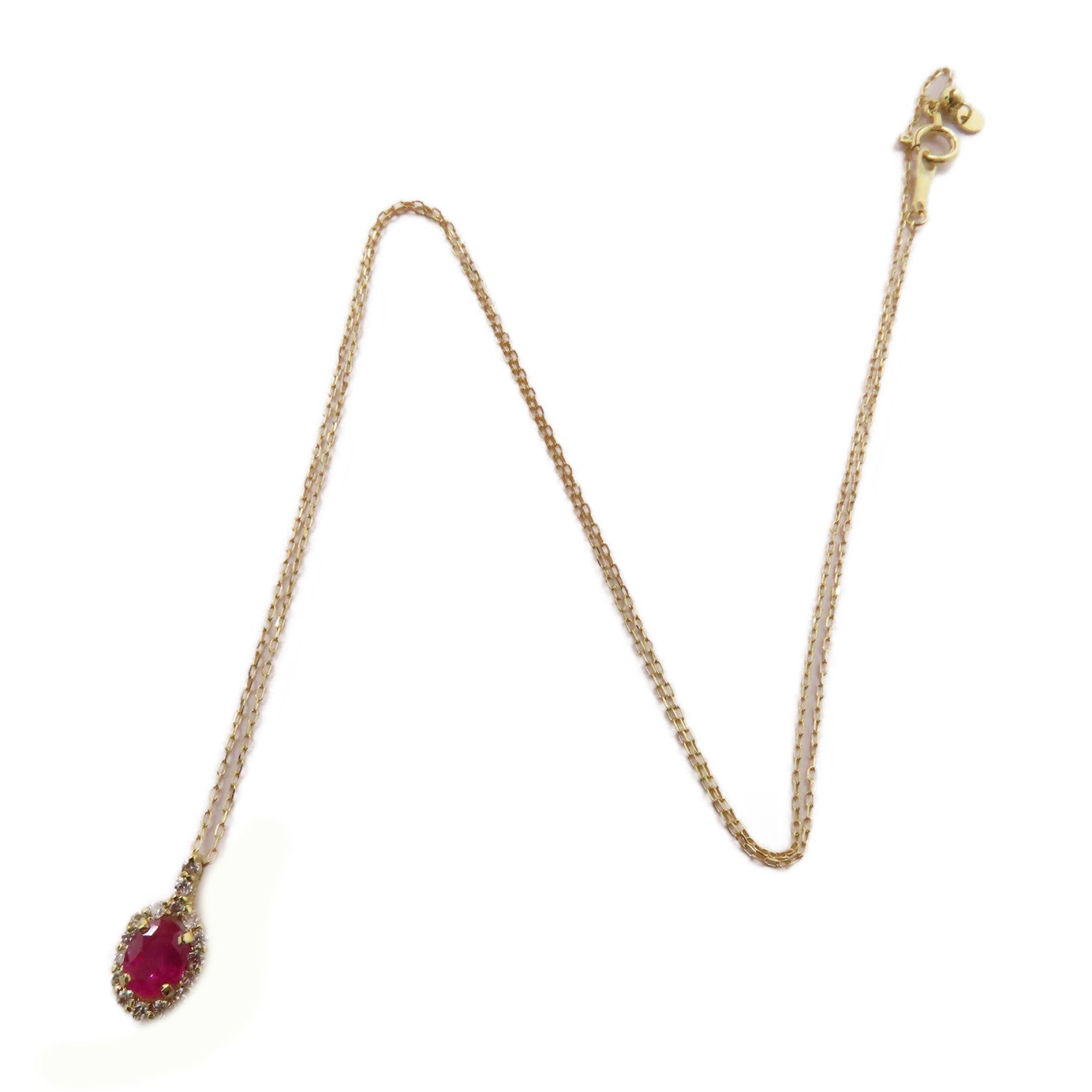 JEWELRY 18K黃金Ruby Diamond Necklace 0.43ct紅寶石/0.15ct鑽石項鍊